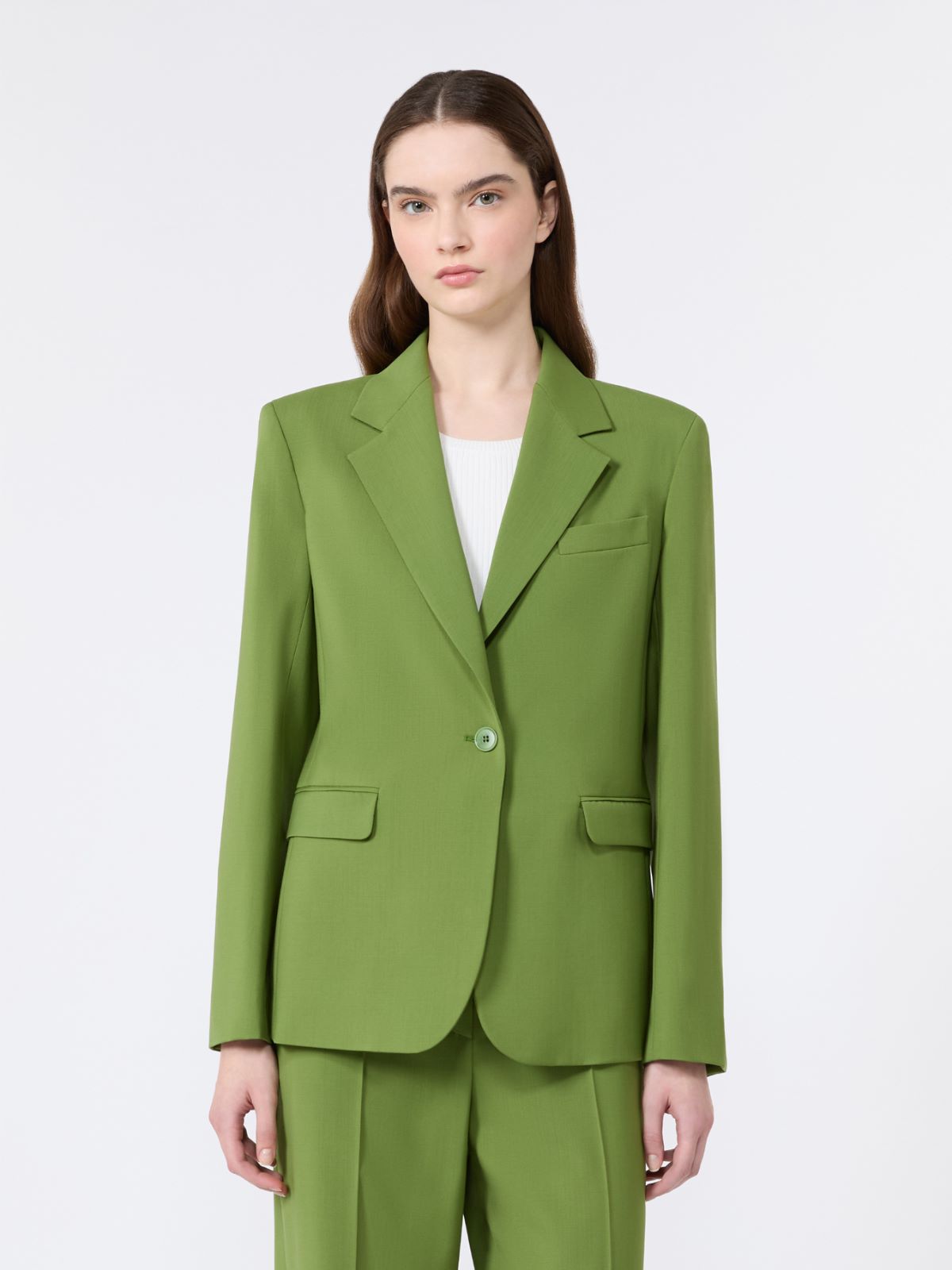 Single-breasted stretch wool blazer - GREEN - Weekend Max Mara - 2