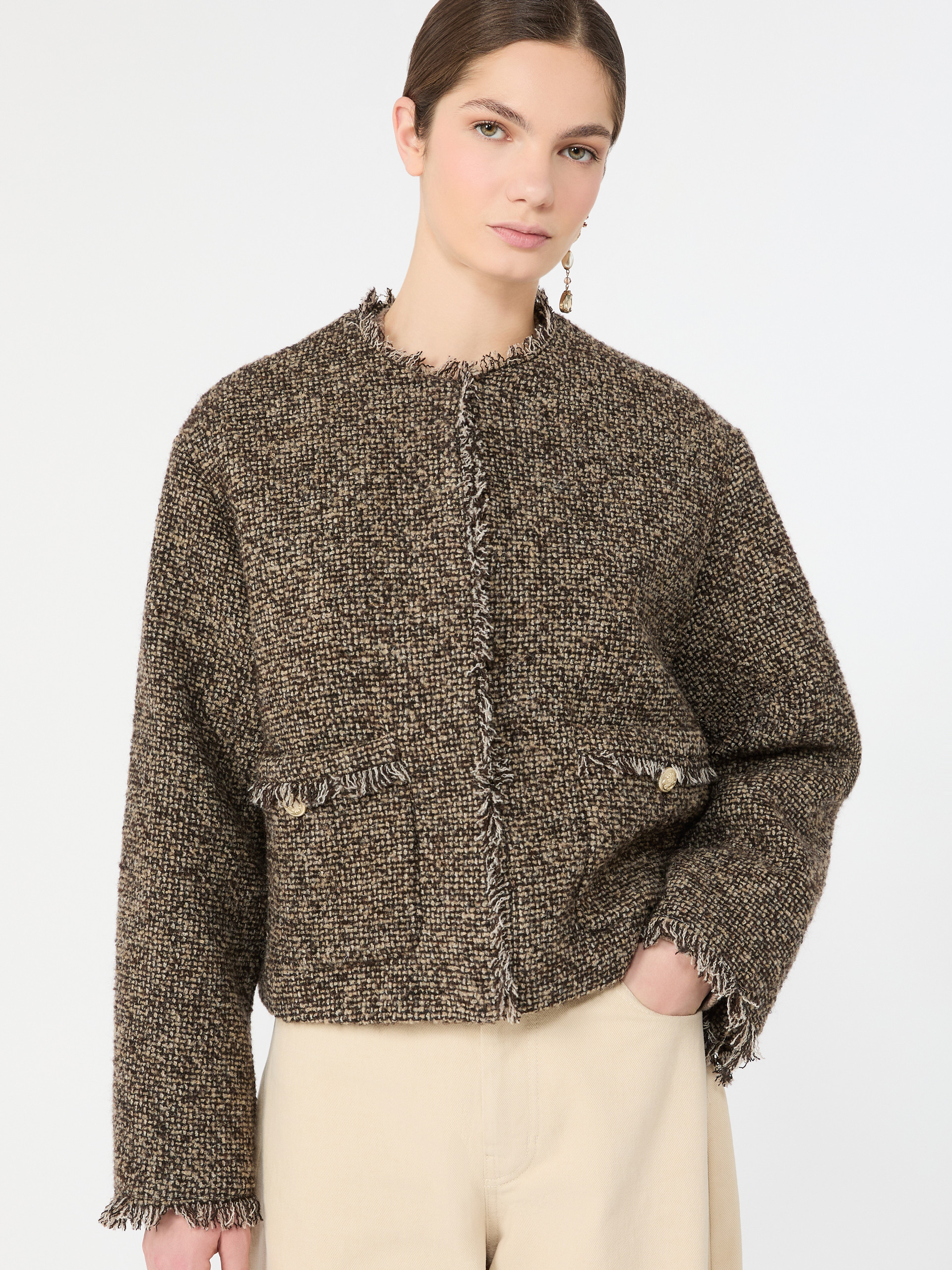 Wool blend bouclé boxy jacket - Weekend Max Mara - 4