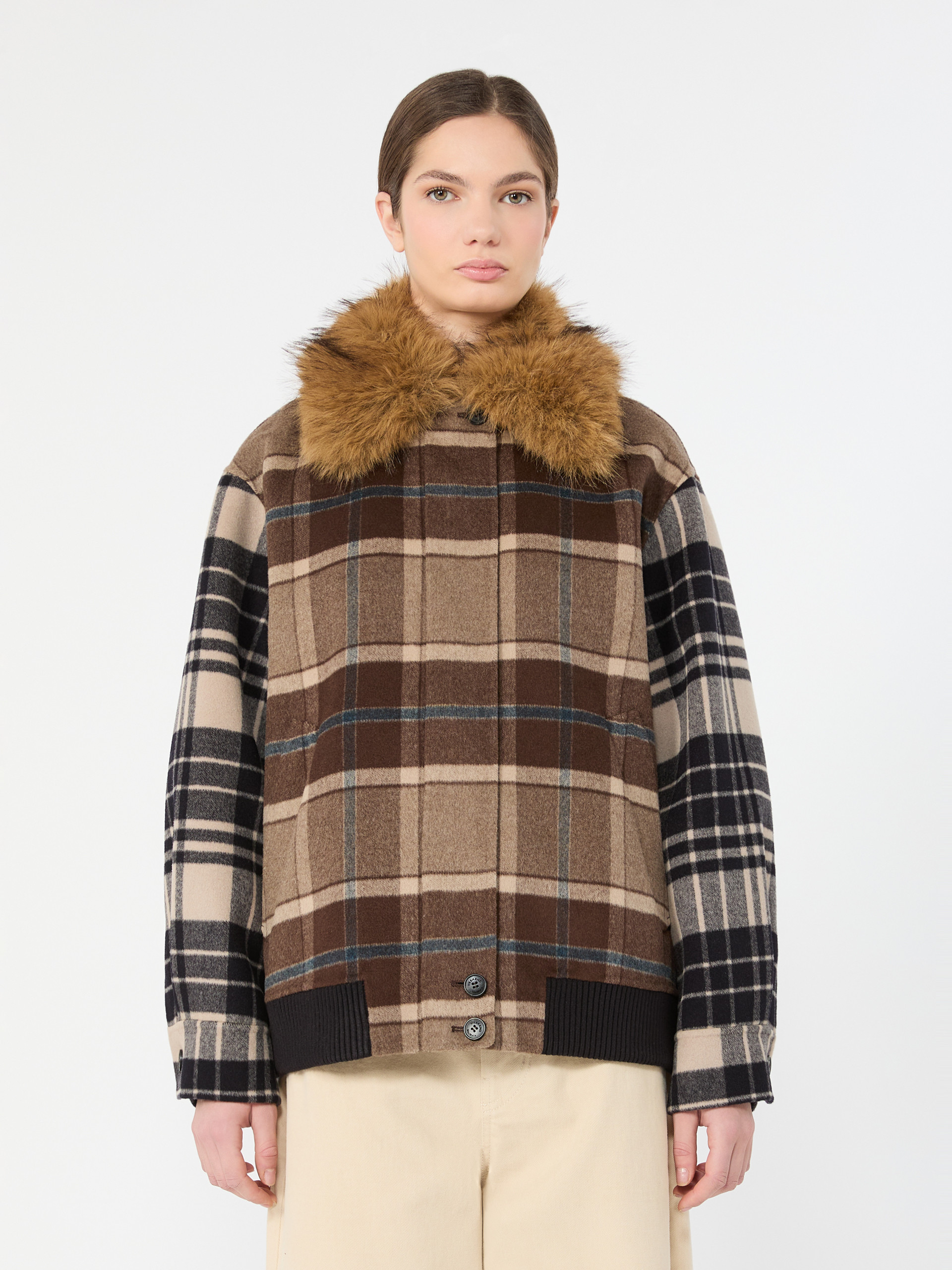 Checked wool drap cloth bomber jacket - Weekend Max Mara - 2