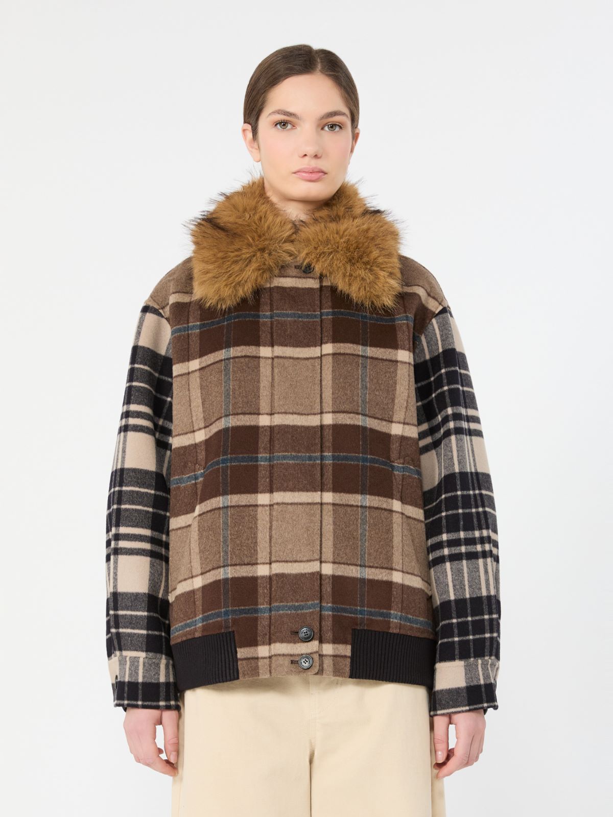 Checked wool drap cloth bomber jacket - Weekend Max Mara - 2