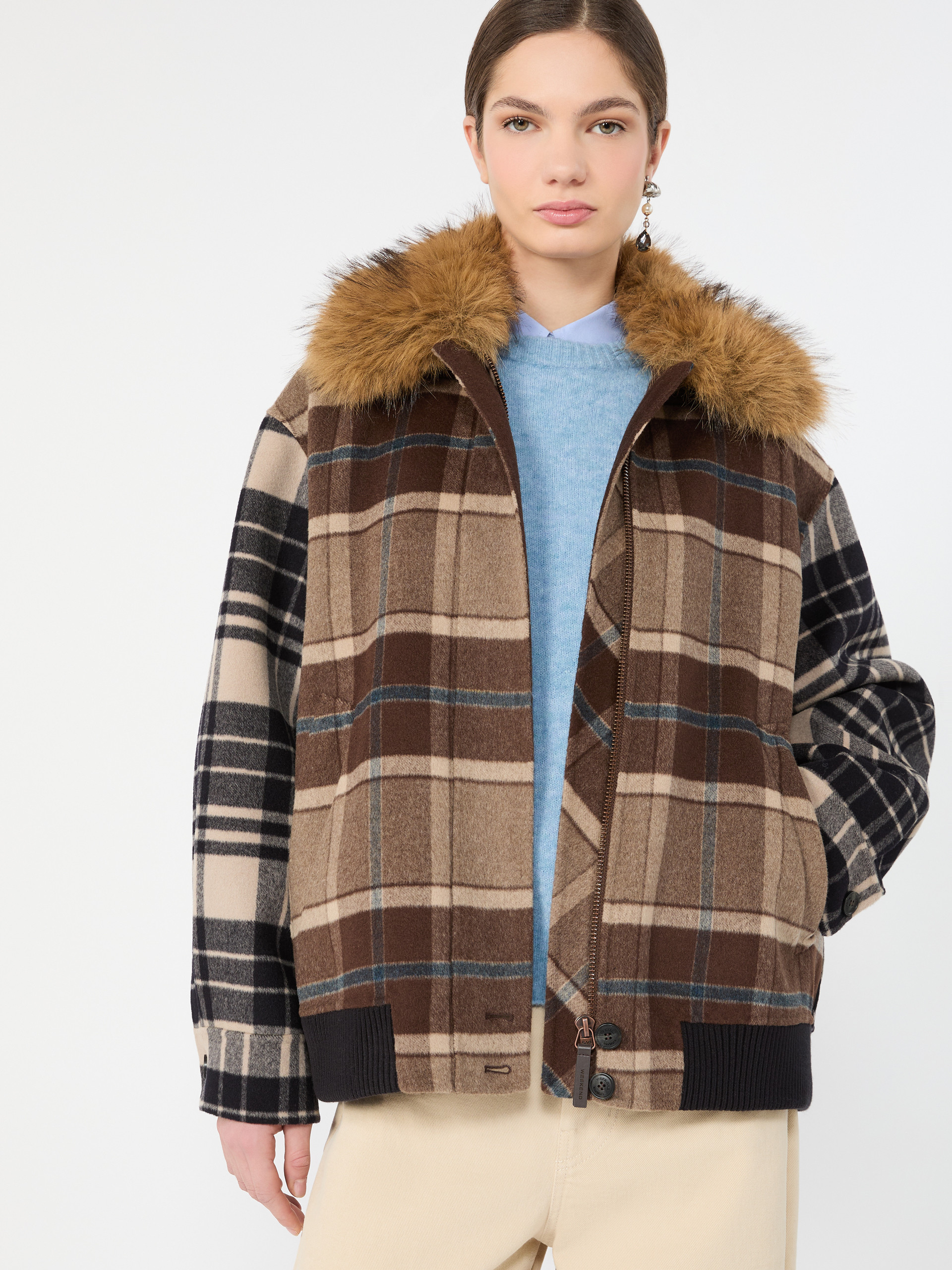 Checked wool drap cloth bomber jacket - Weekend Max Mara - 4