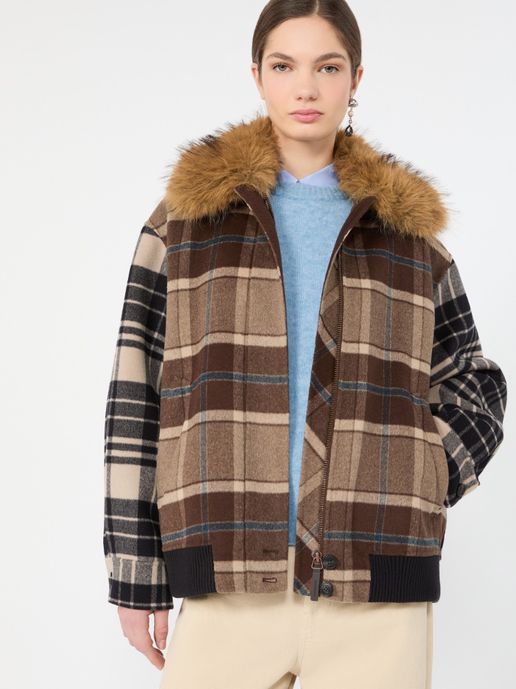 Checked wool drap cloth bomber jacket - Weekend Max Mara
