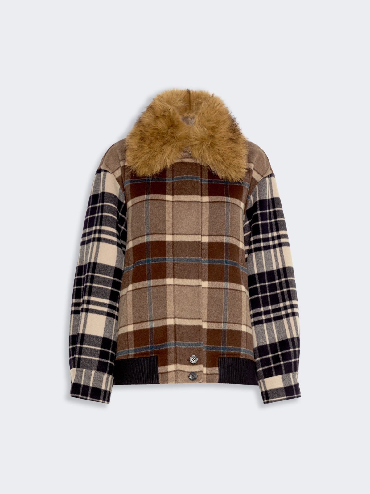 Checked wool drap cloth bomber jacket - Weekend Max Mara - 6