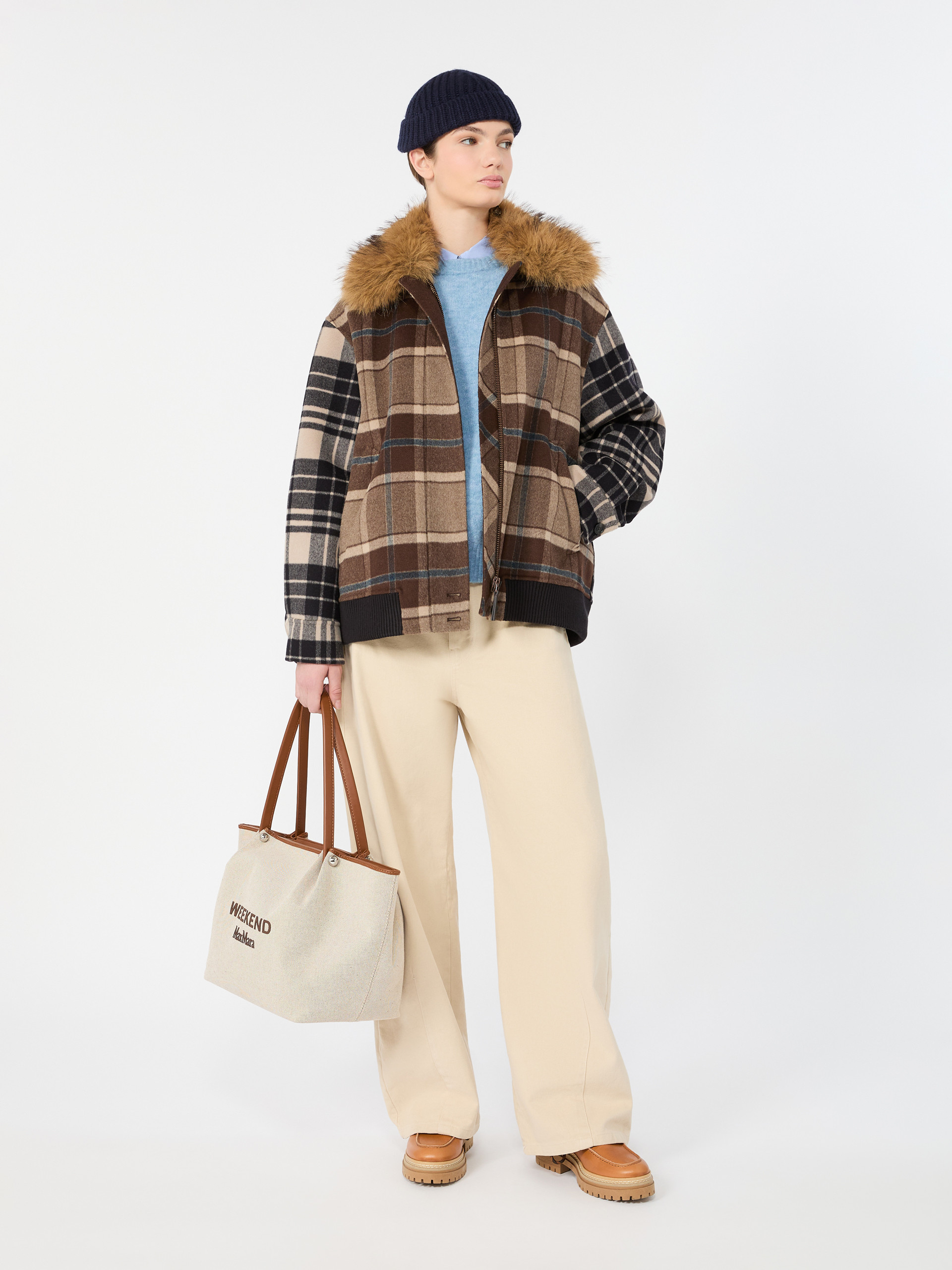 Checked wool drap cloth bomber jacket - Weekend Max Mara