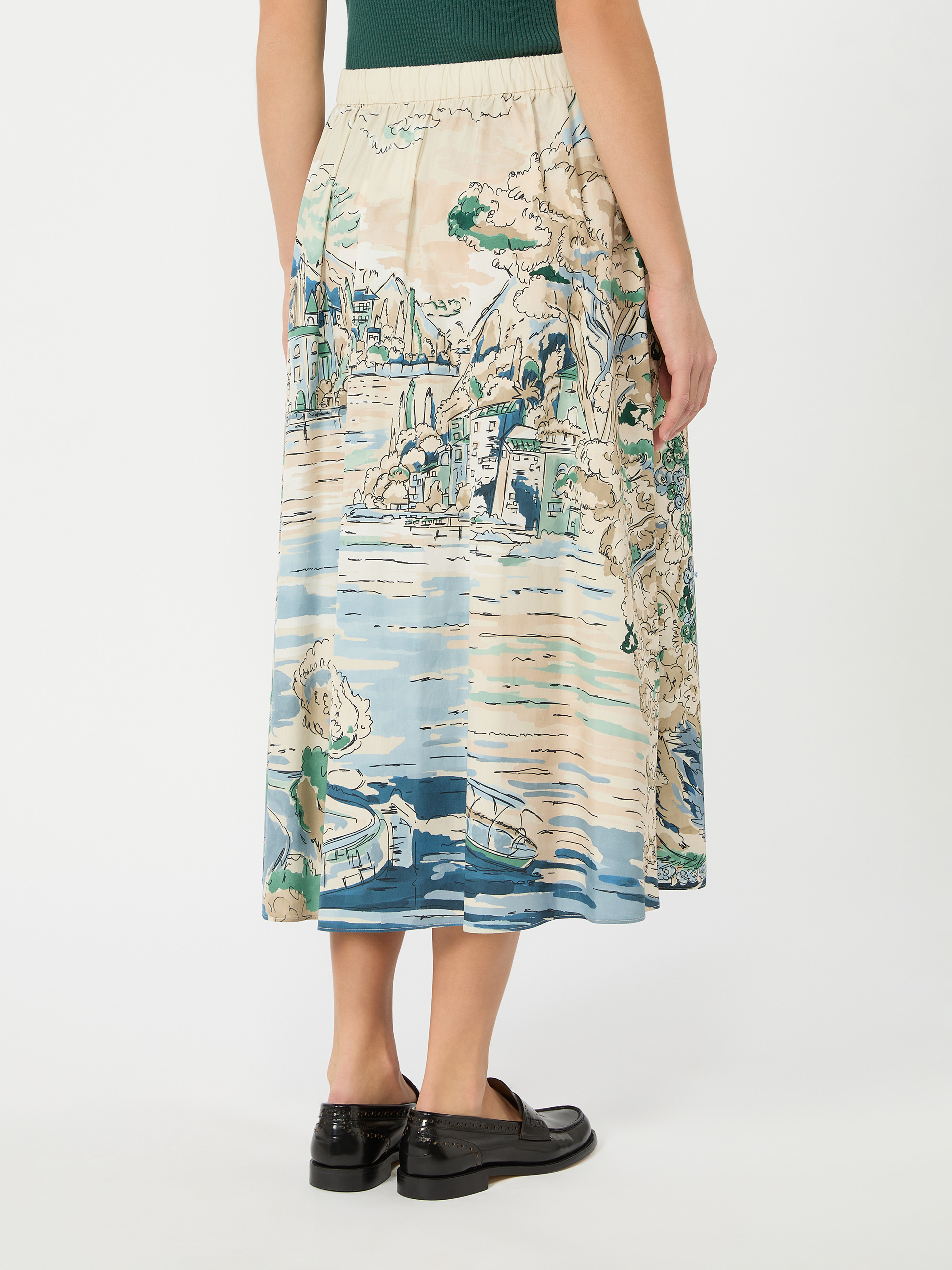 Pleated printed poplin skirt - LIGHT BLUE - Weekend Max Mara - 3