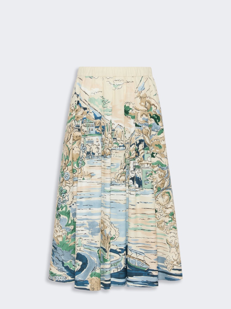 Pleated printed poplin skirt - LIGHT BLUE - Weekend Max Mara