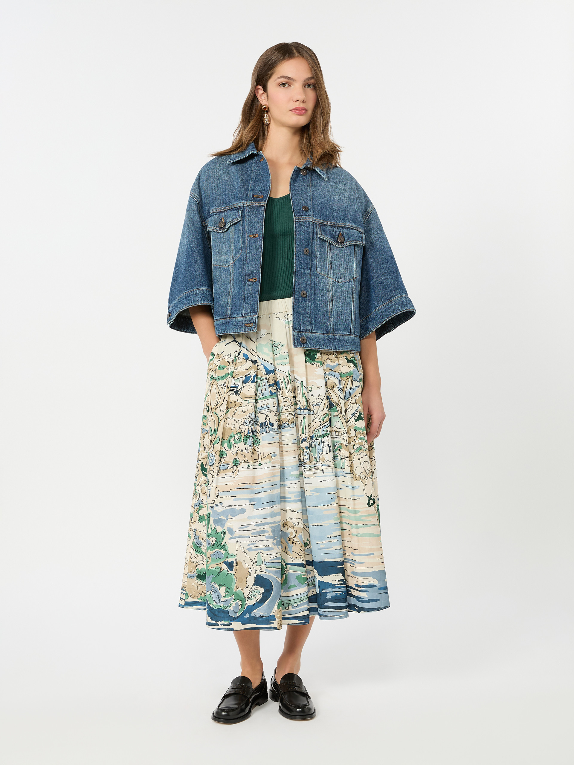 Pleated printed poplin skirt - LIGHT BLUE - Weekend Max Mara