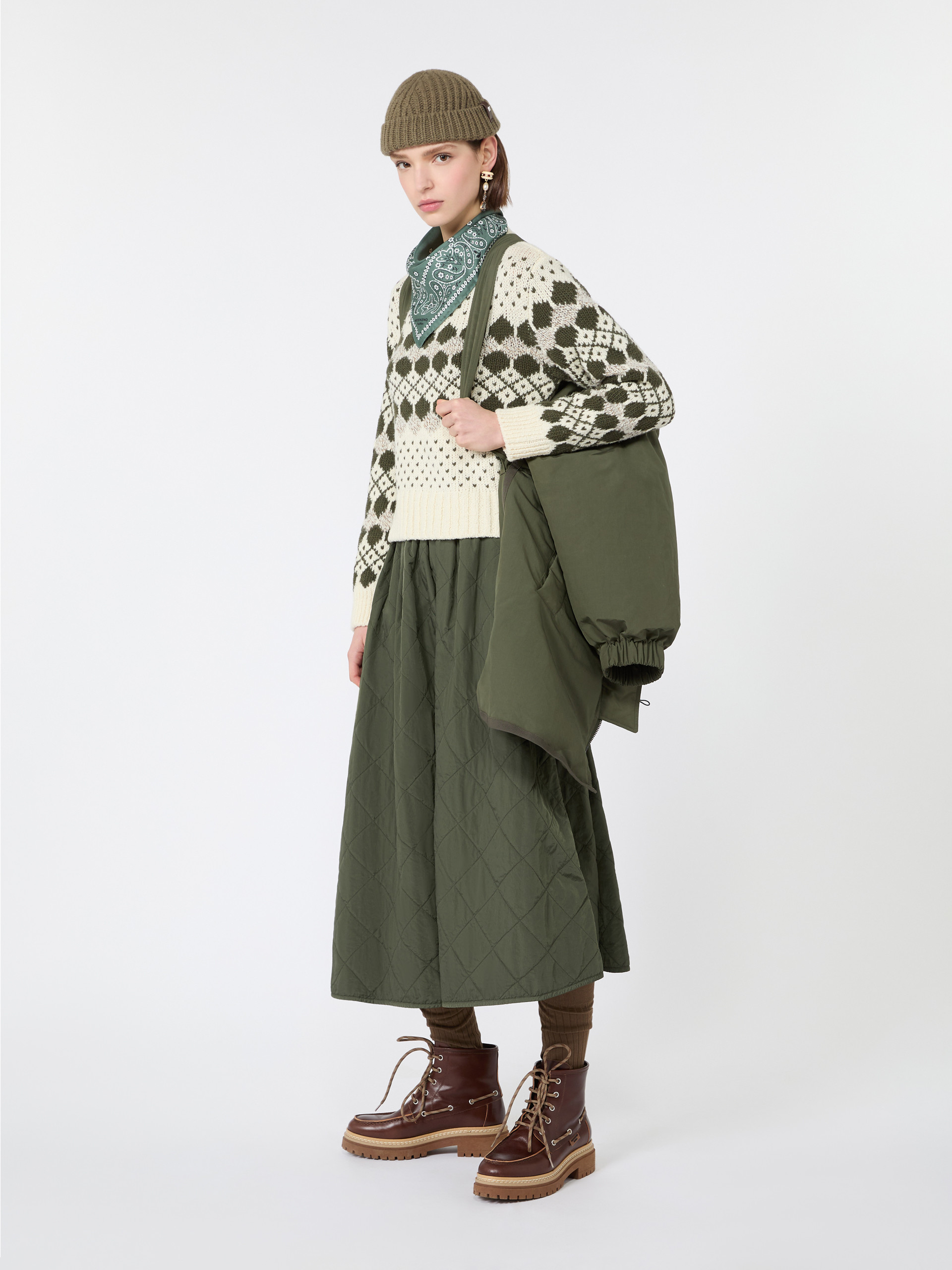 Technical plain-weave fabric flared skirt - Weekend Max Mara