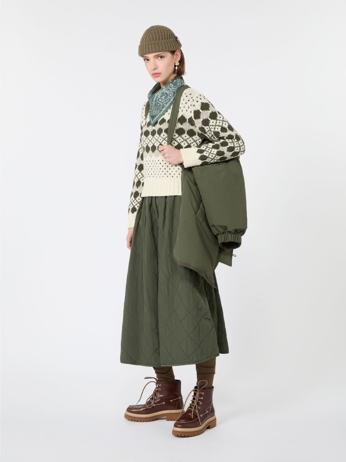 Technical plain-weave fabric flared skirt - Weekend Max Mara