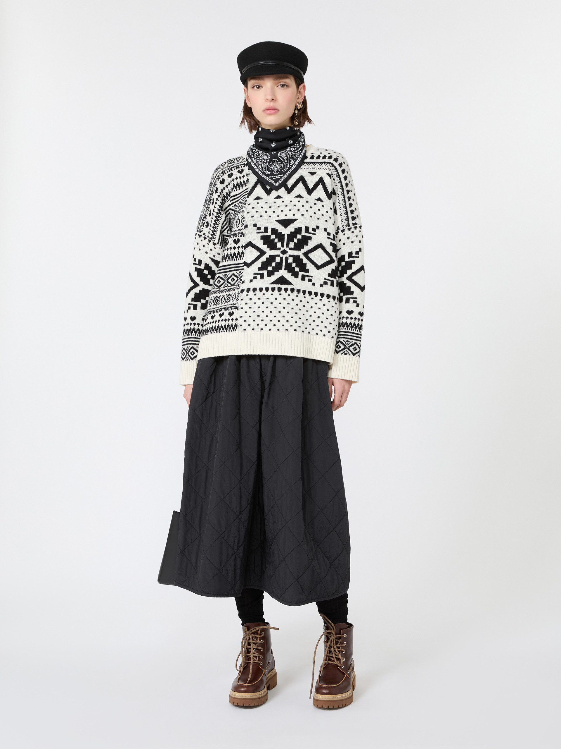 Technical plain-weave fabric flared skirt - Weekend Max Mara