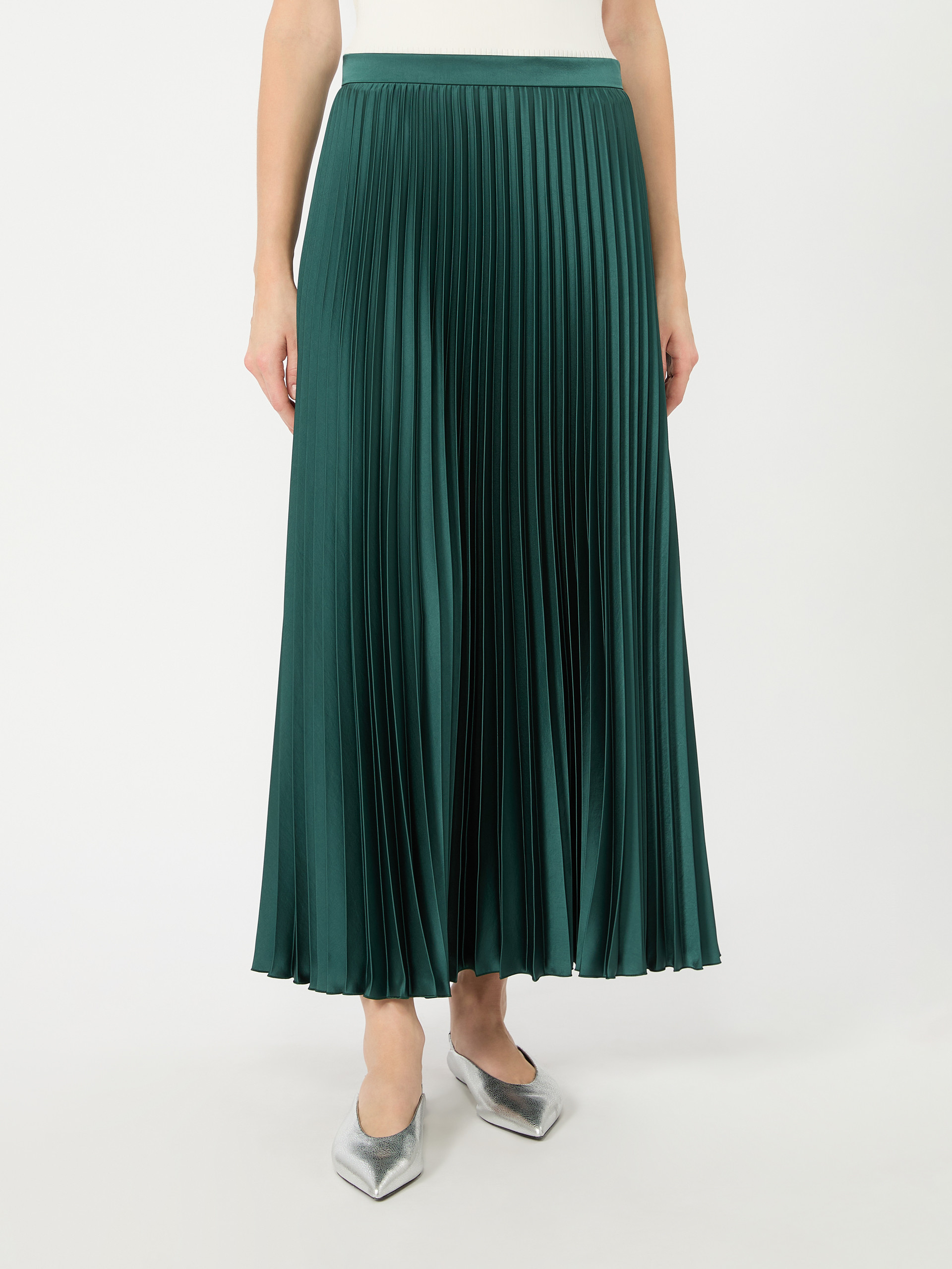 Pleated satin skirt - DARK GREEN - Weekend Max Mara - 2