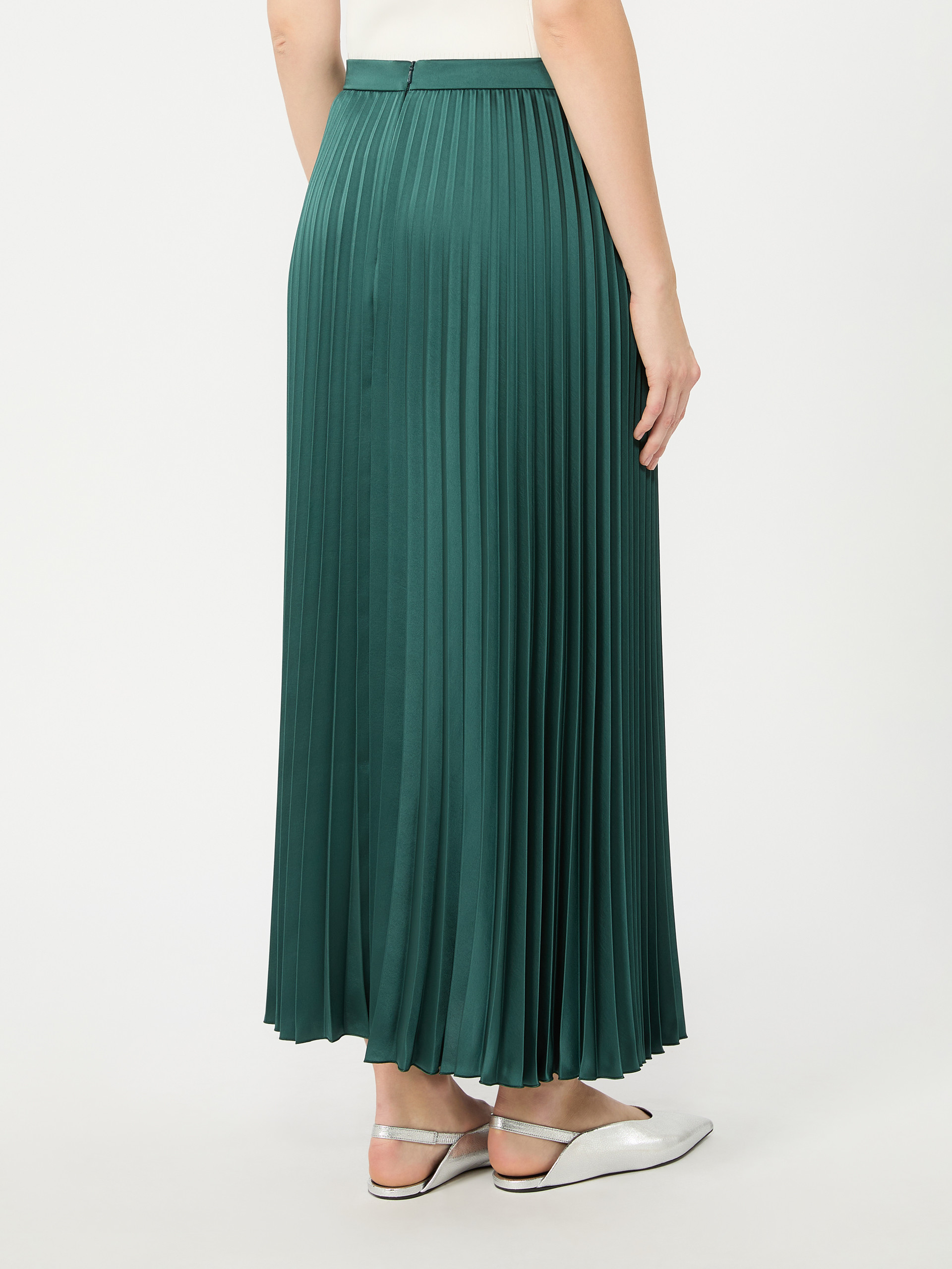 Pleated satin skirt - DARK GREEN - Weekend Max Mara - 3