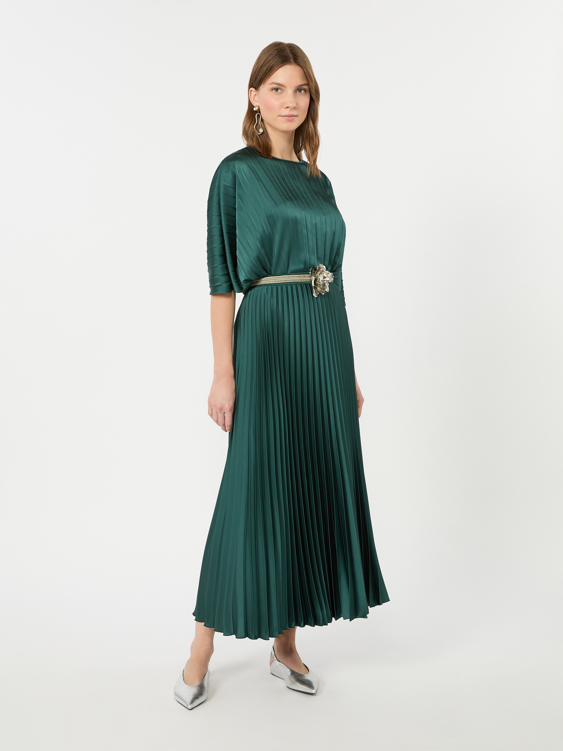 Pleated satin skirt - DARK GREEN - Weekend Max Mara