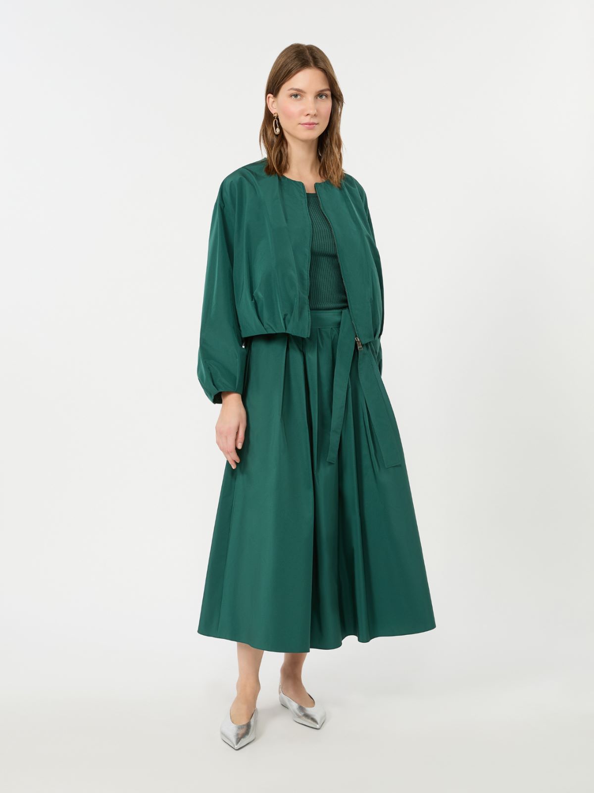 Gonna lunga in taffetà di misto cotone - VERDE SCURO - Weekend Max Mara
