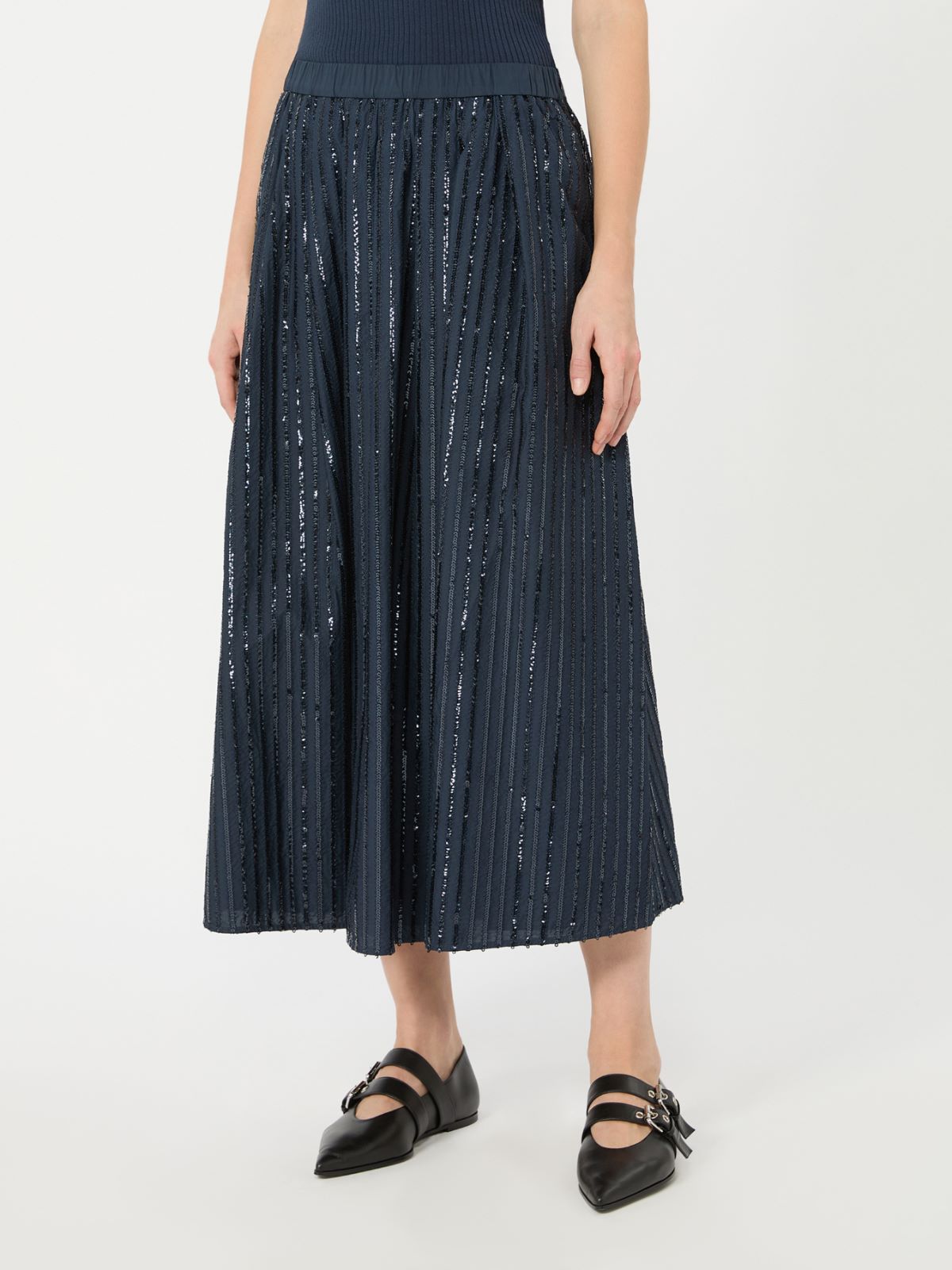 Sequin-embroidered cotton skirt - NAVY - Weekend Max Mara - 2