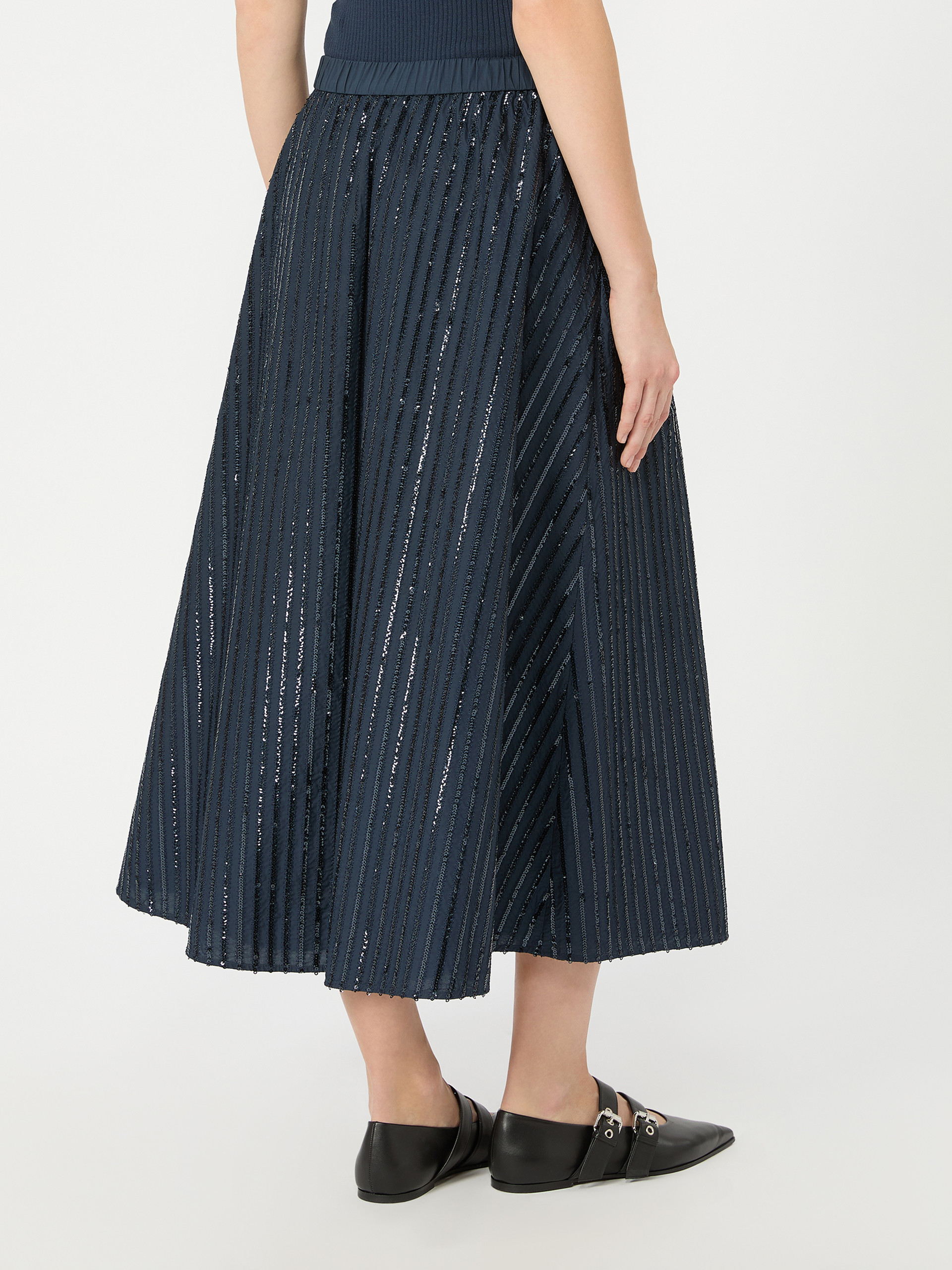 Sequin-embroidered cotton skirt - NAVY - Weekend Max Mara - 3