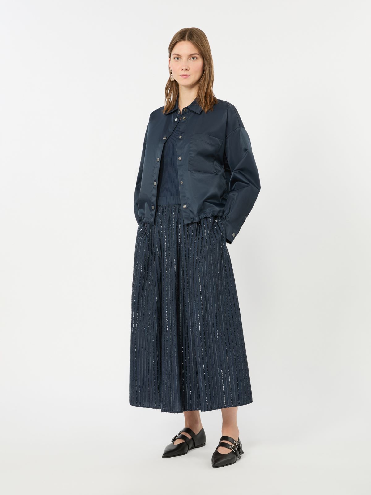 Sequin-embroidered cotton skirt - NAVY - Weekend Max Mara