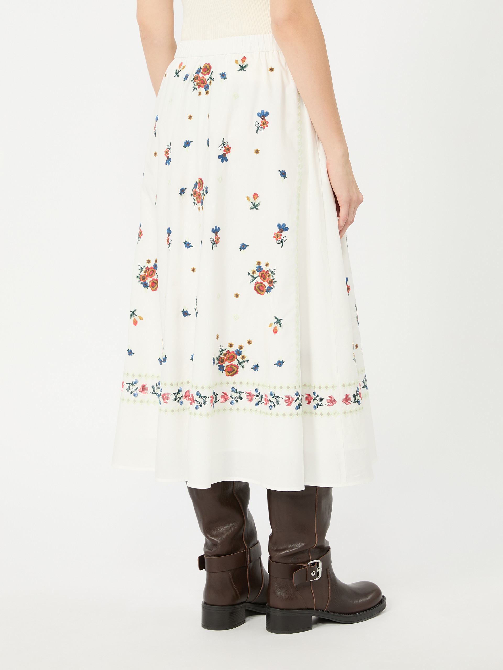 Long embroidered cotton skirt - WHITE - Weekend Max Mara - 3
