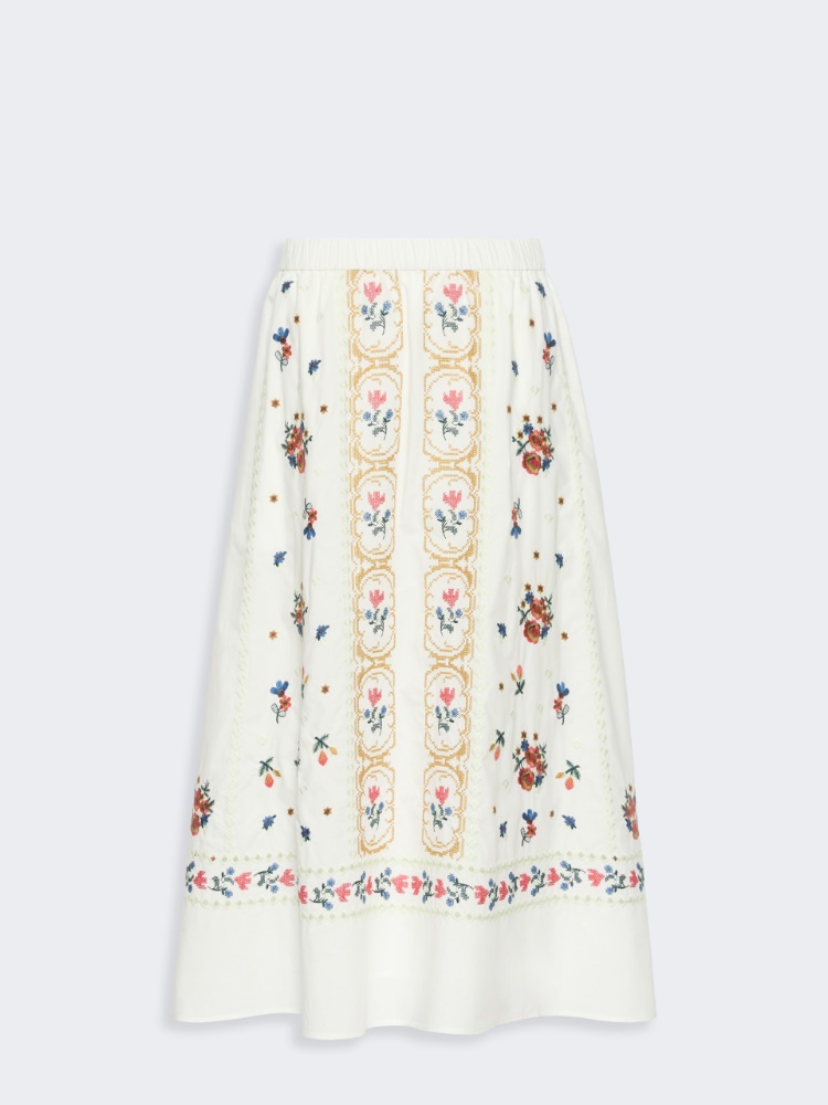 Long embroidered cotton skirt - WHITE - Weekend Max Mara - 2
