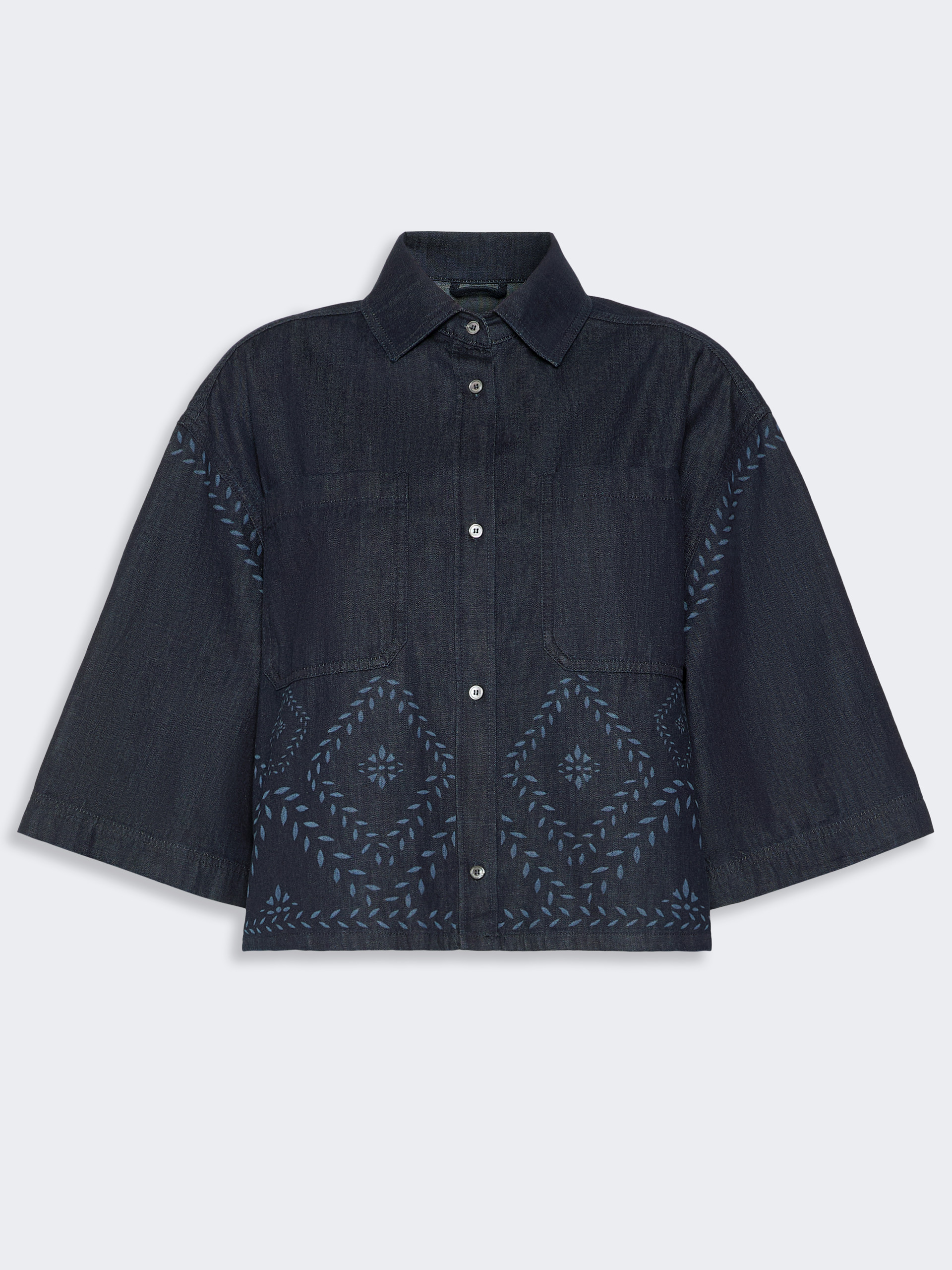 Boxy shirt in laser-treated cotton denim - NAVY - Weekend Max Mara - 5