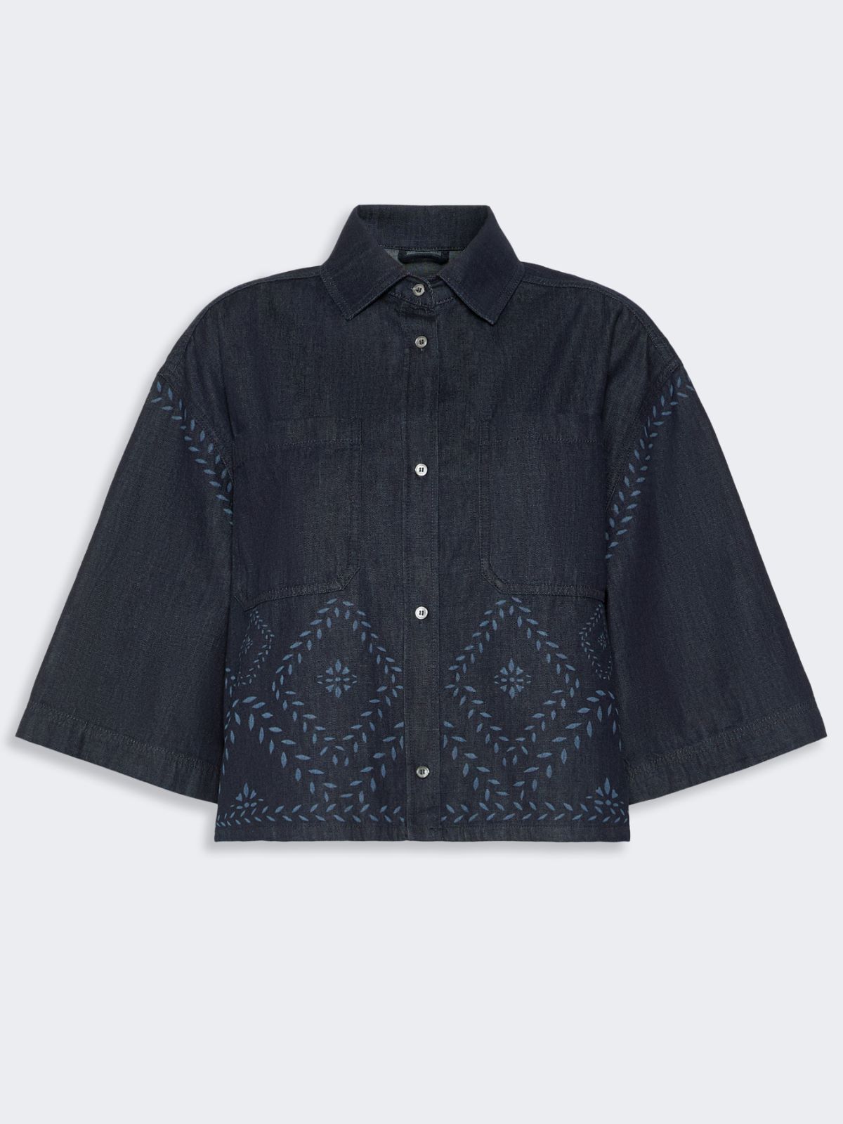 Boxy shirt in laser-treated cotton denim - NAVY - Weekend Max Mara - 5