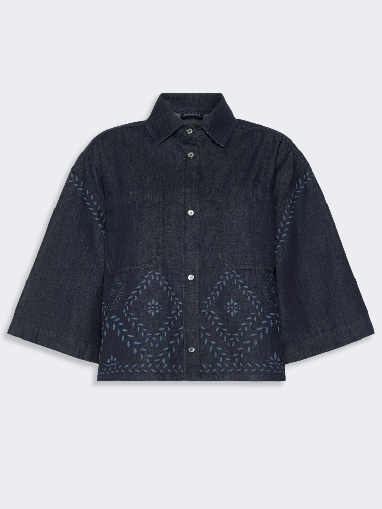 Boxy shirt in laser-treated cotton denim - NAVY - Weekend Max Mara - 6