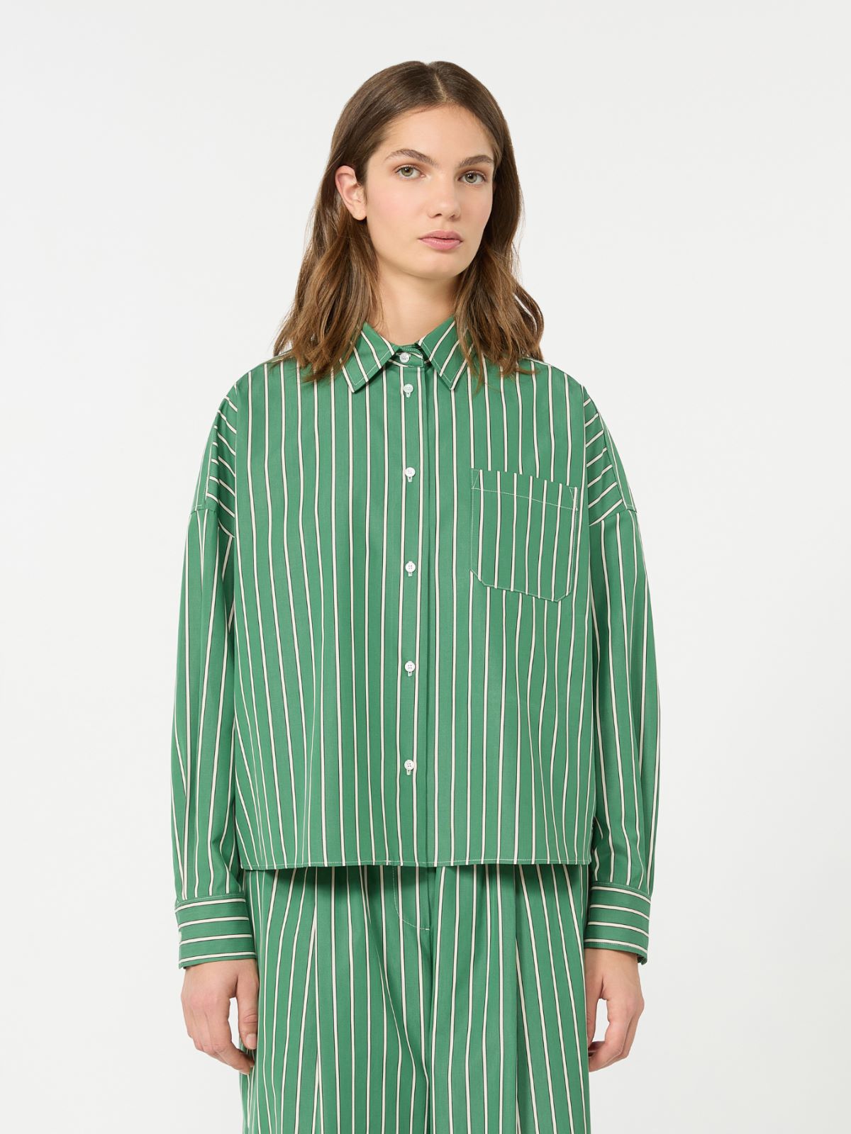 Striped poplin boxy shirt - GREEN - Weekend Max Mara - 2