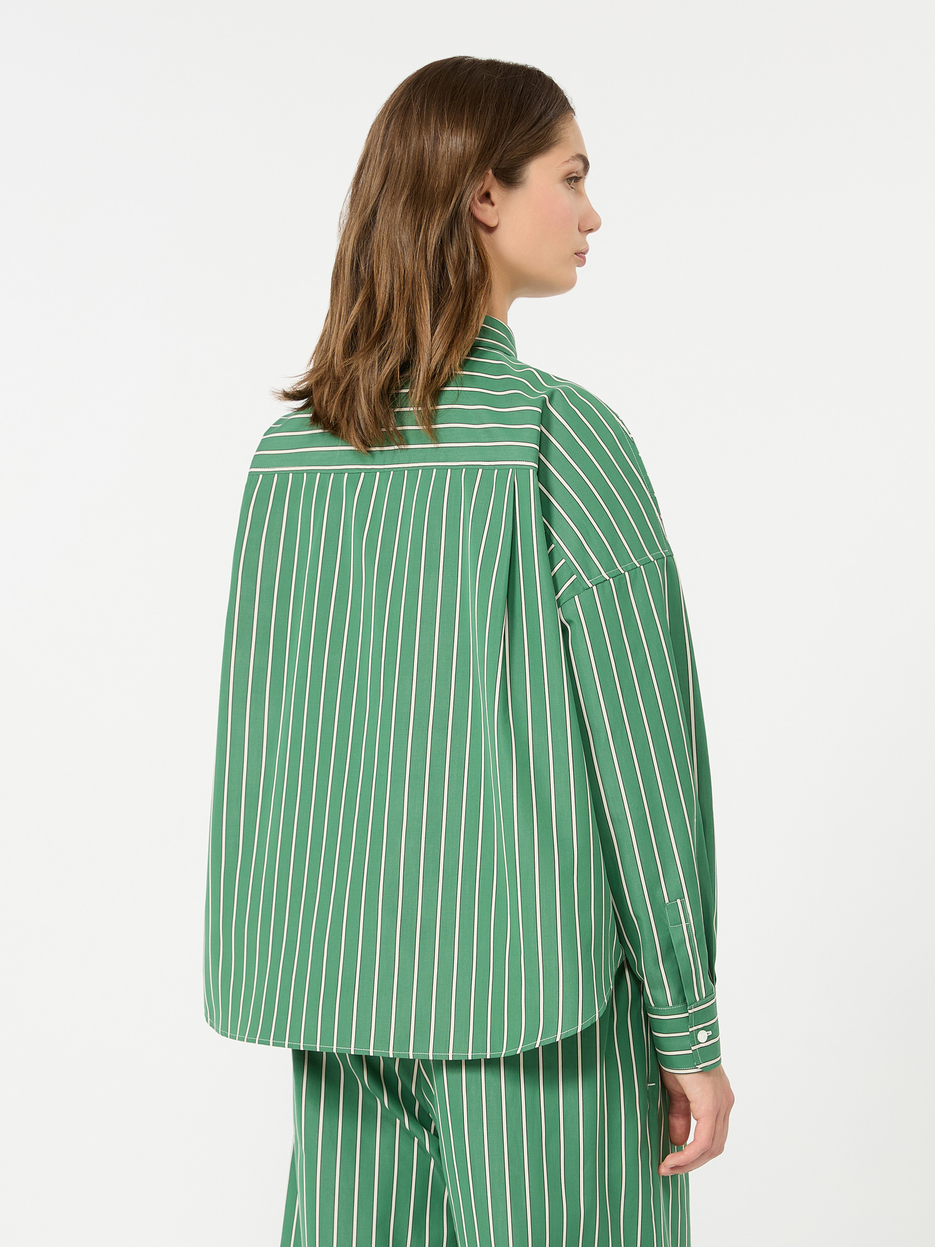 Striped poplin boxy shirt - GREEN - Weekend Max Mara - 3