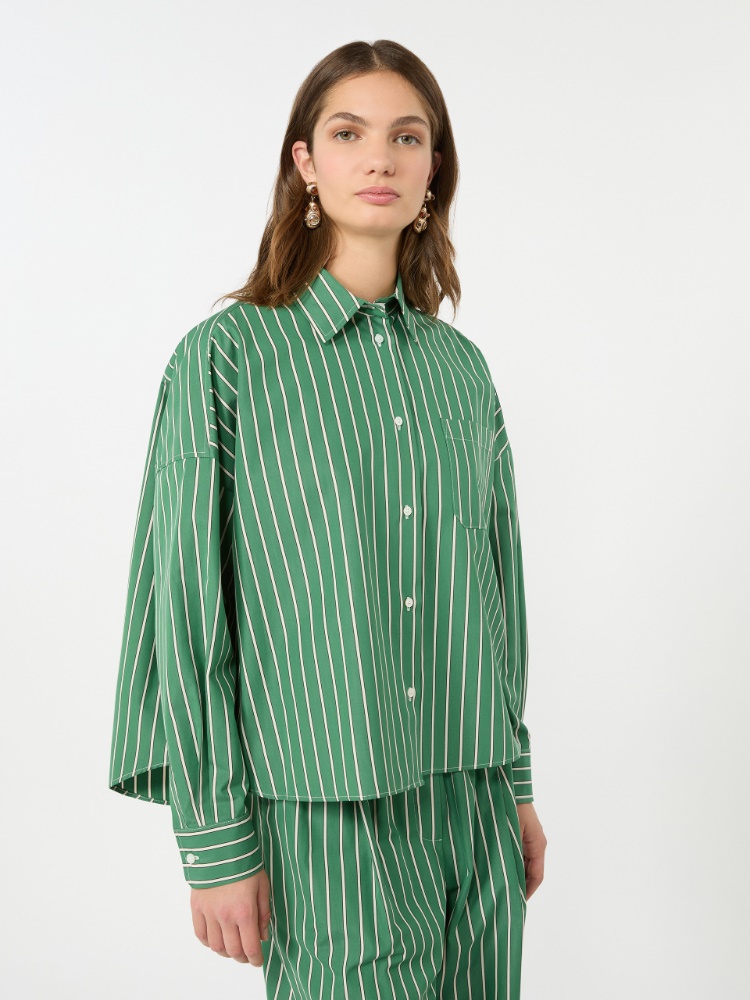 Striped poplin boxy shirt - GREEN - Weekend Max Mara