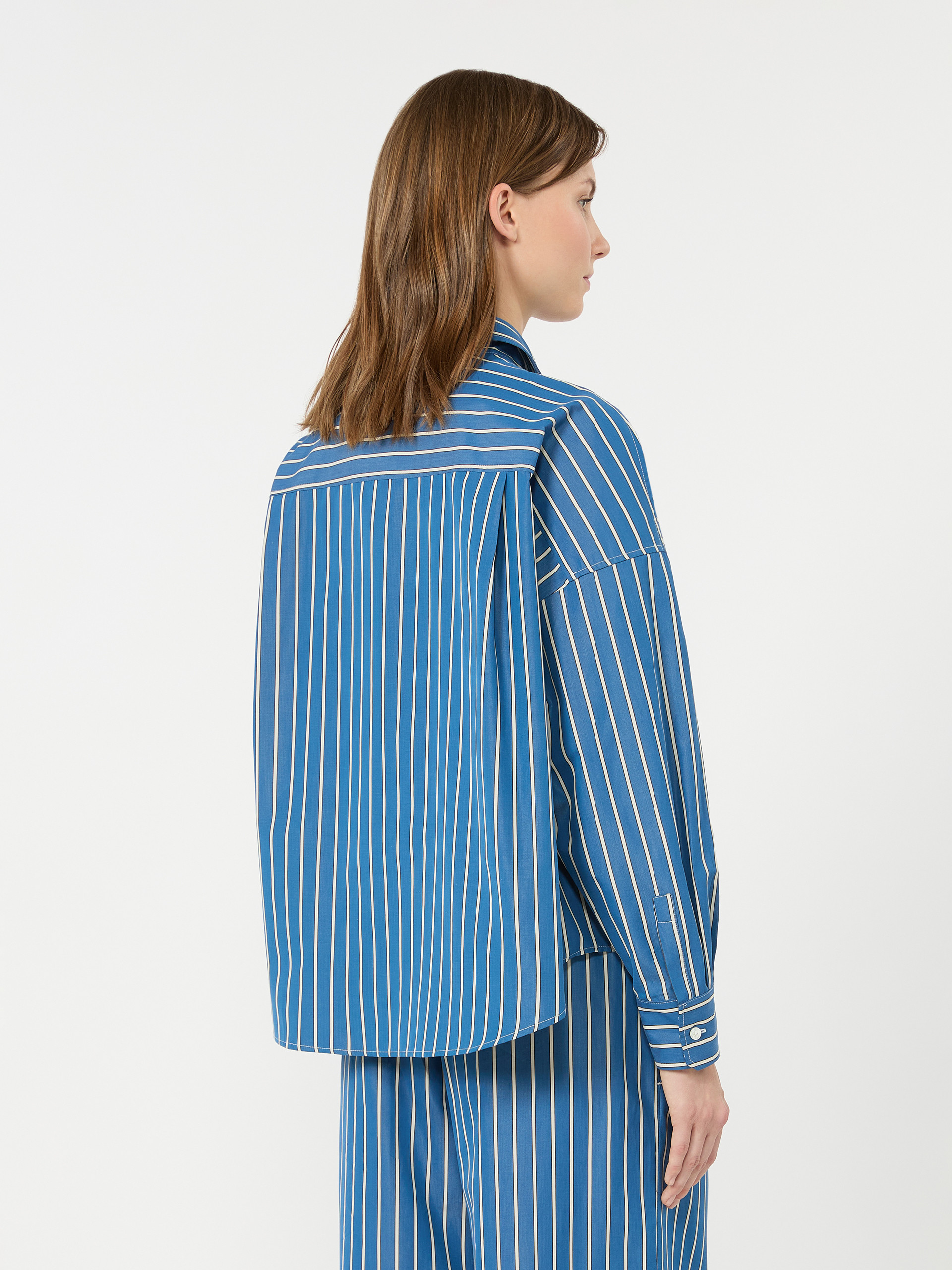Striped poplin boxy shirt - CORNFLOWER BLUE - Weekend Max Mara - 3