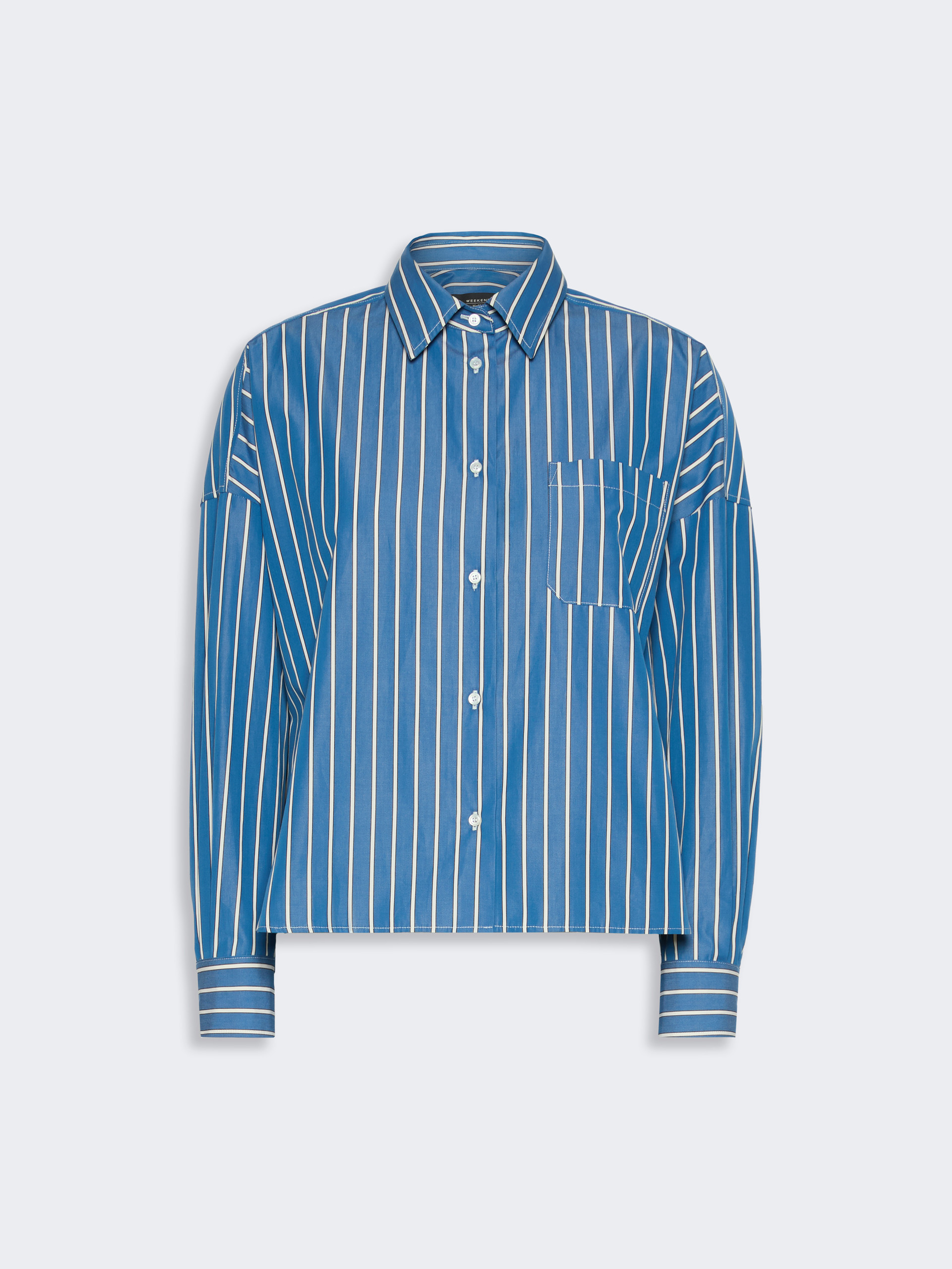 Striped poplin boxy shirt - CORNFLOWER BLUE - Weekend Max Mara - 5