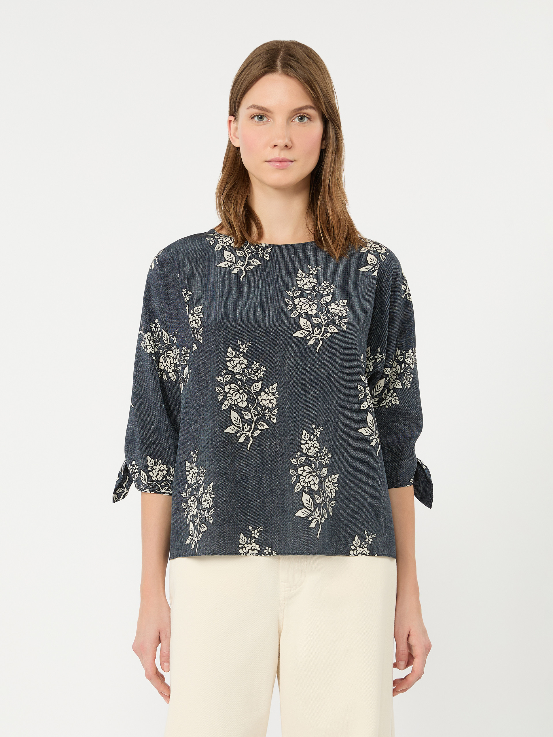 Printed silk crepe de chine blouse - NAVY - Weekend Max Mara - 2