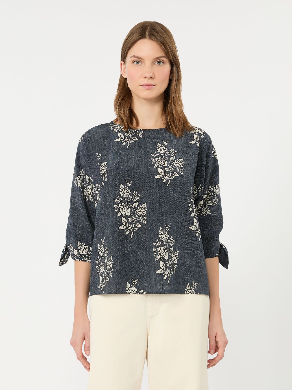 Printed silk crepe de chine blouse - NAVY - Weekend Max Mara - 2