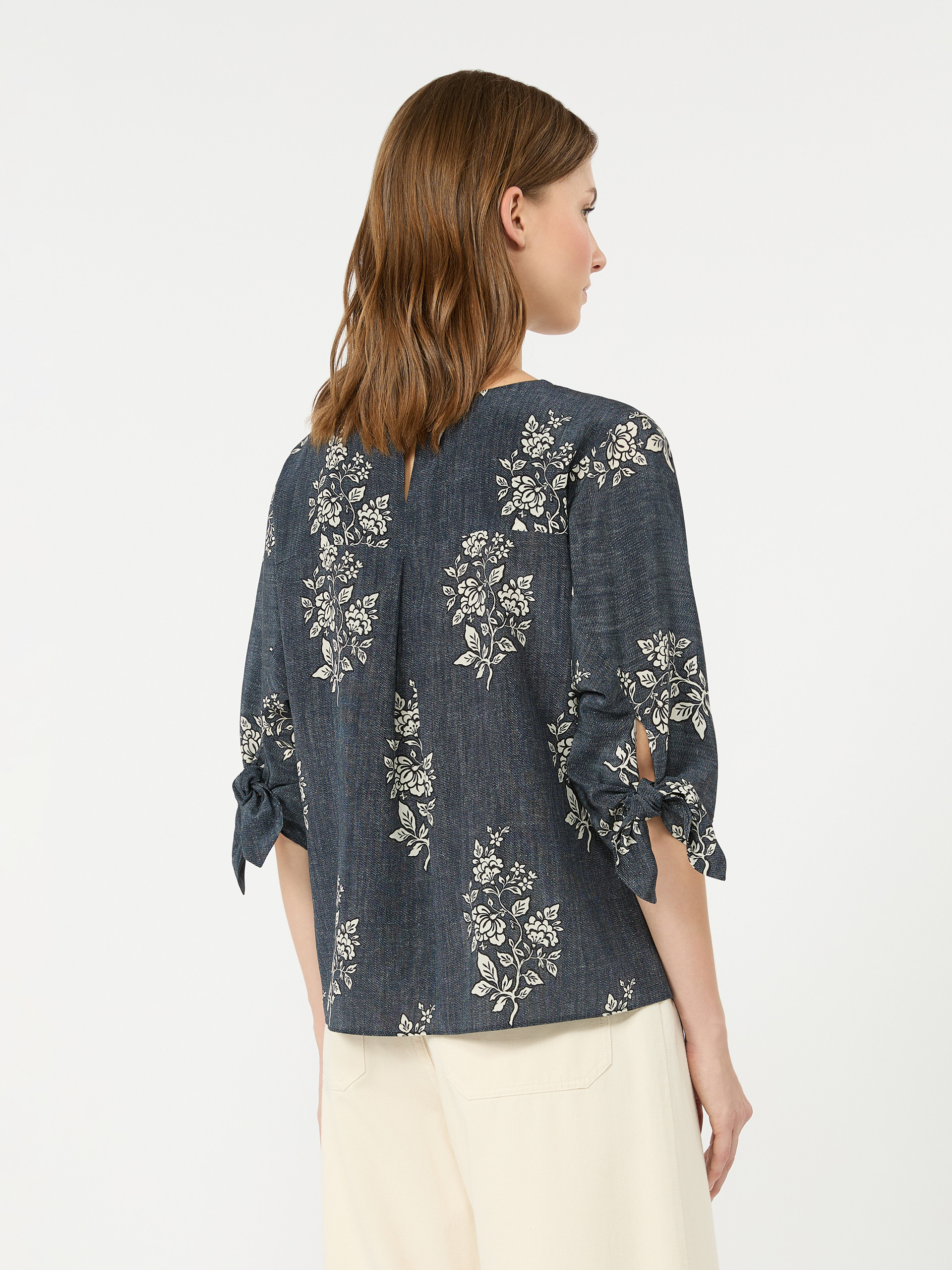 Printed silk crepe de chine blouse - NAVY - Weekend Max Mara - 3