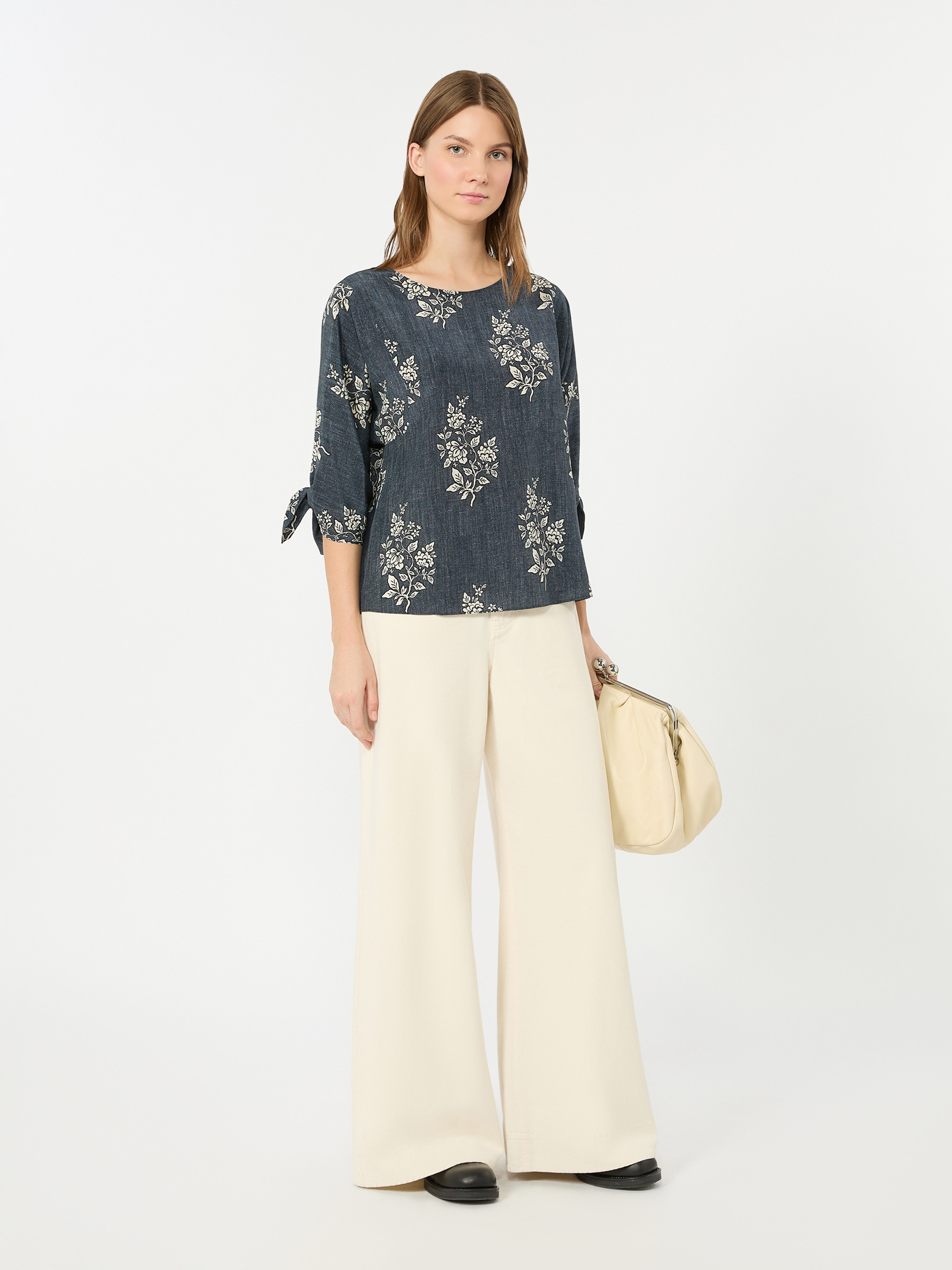 Printed silk crepe de chine blouse - NAVY - Weekend Max Mara