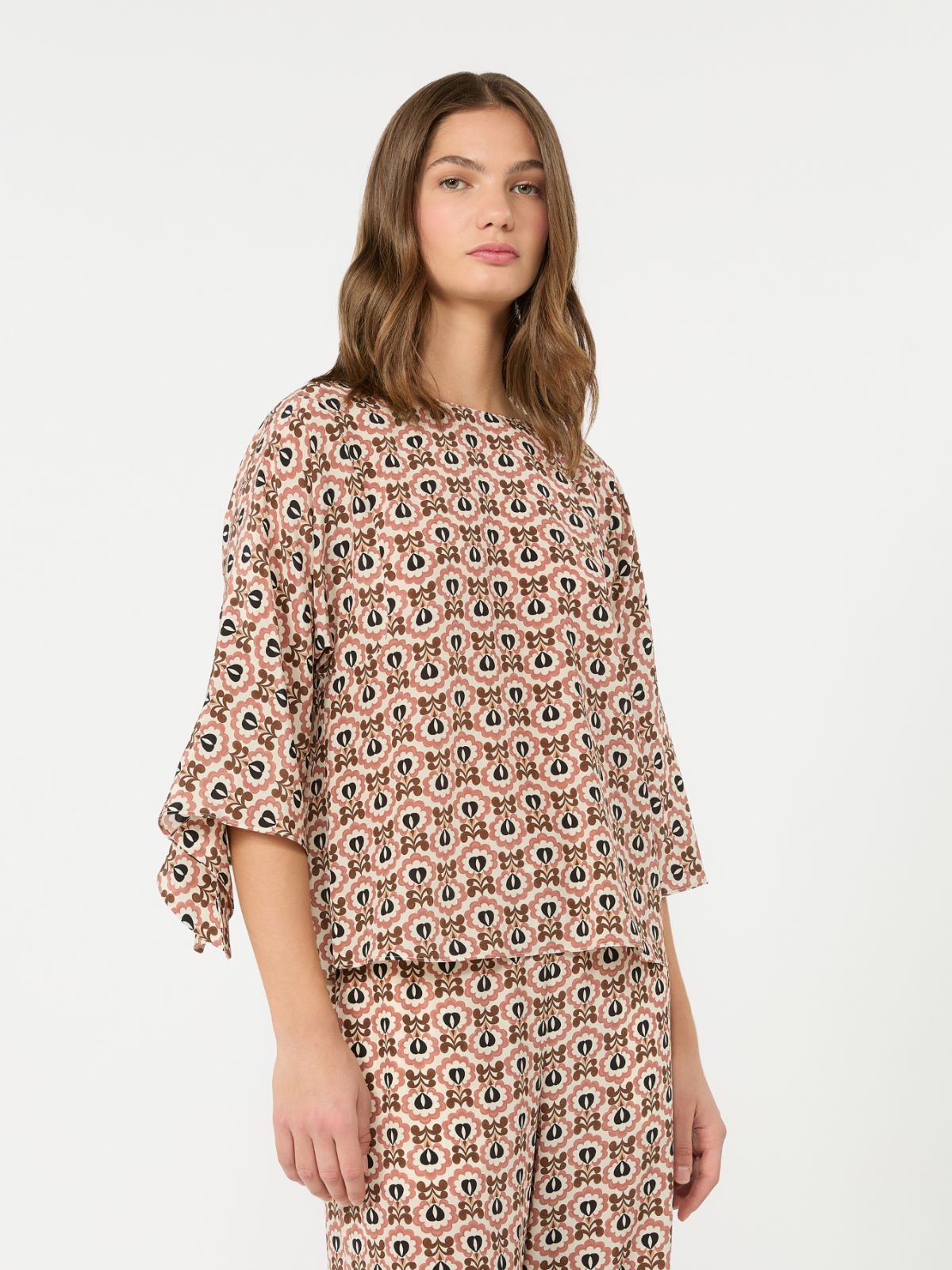 Printed silk crepe de chine blouse - ANTIQUE ROSE - Weekend Max Mara - 2