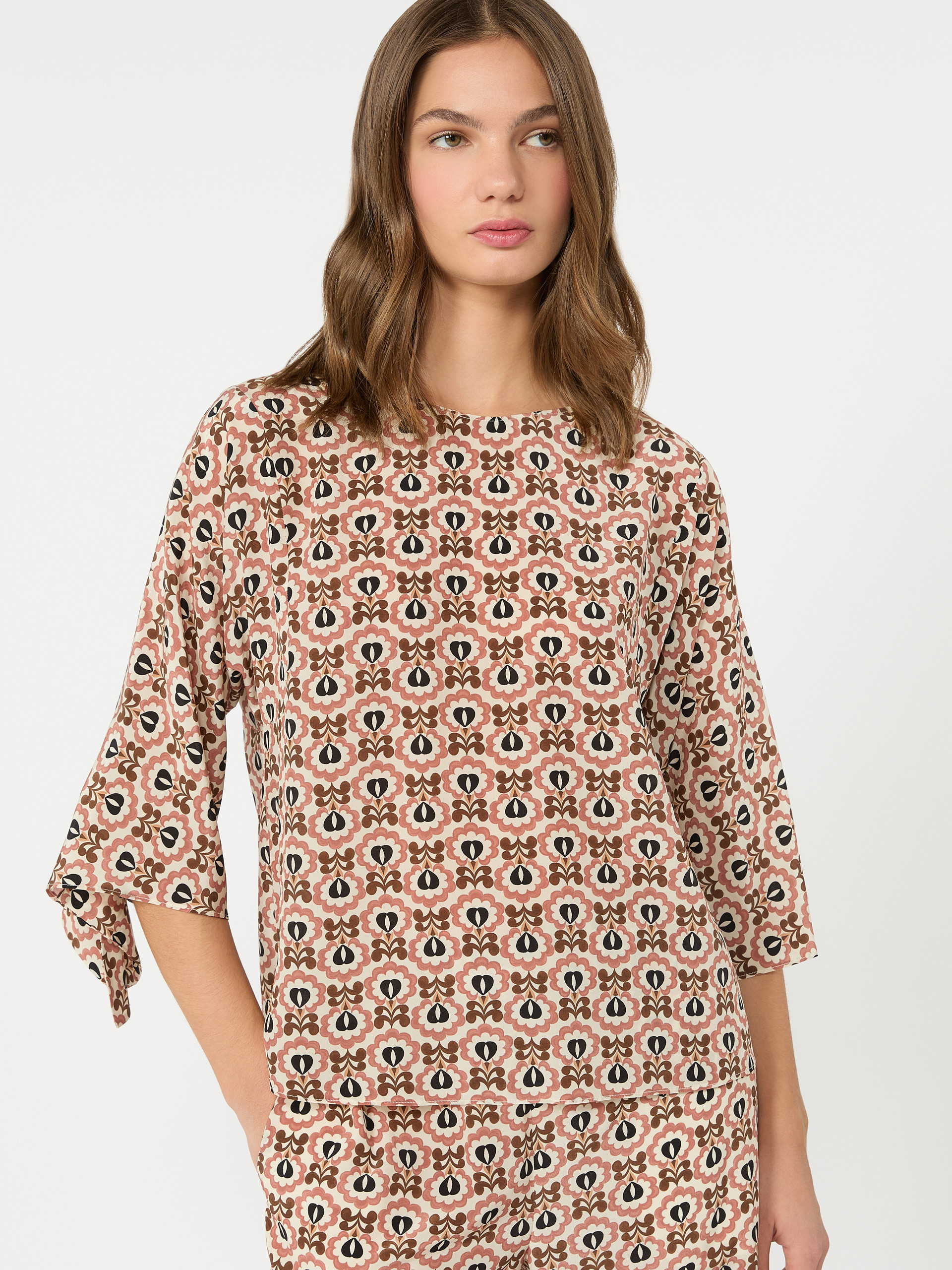 Printed silk crepe de chine blouse - ANTIQUE ROSE - Weekend Max Mara - 4