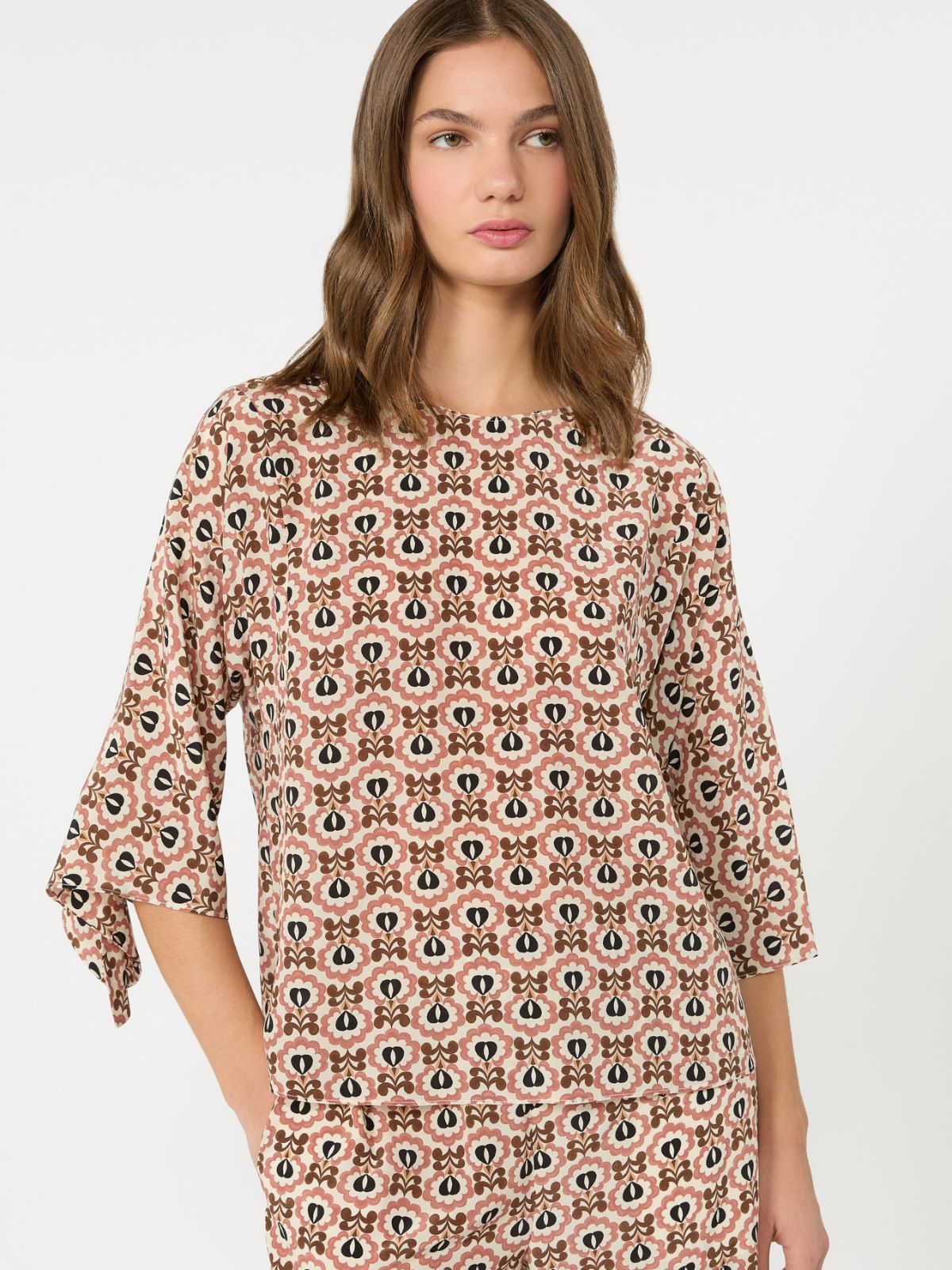 Printed silk crepe de chine blouse - ANTIQUE ROSE - Weekend Max Mara - 4