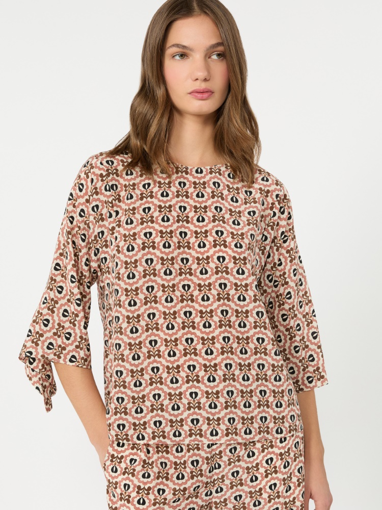 Printed silk crepe de chine blouse - ANTIQUE ROSE - Weekend Max Mara