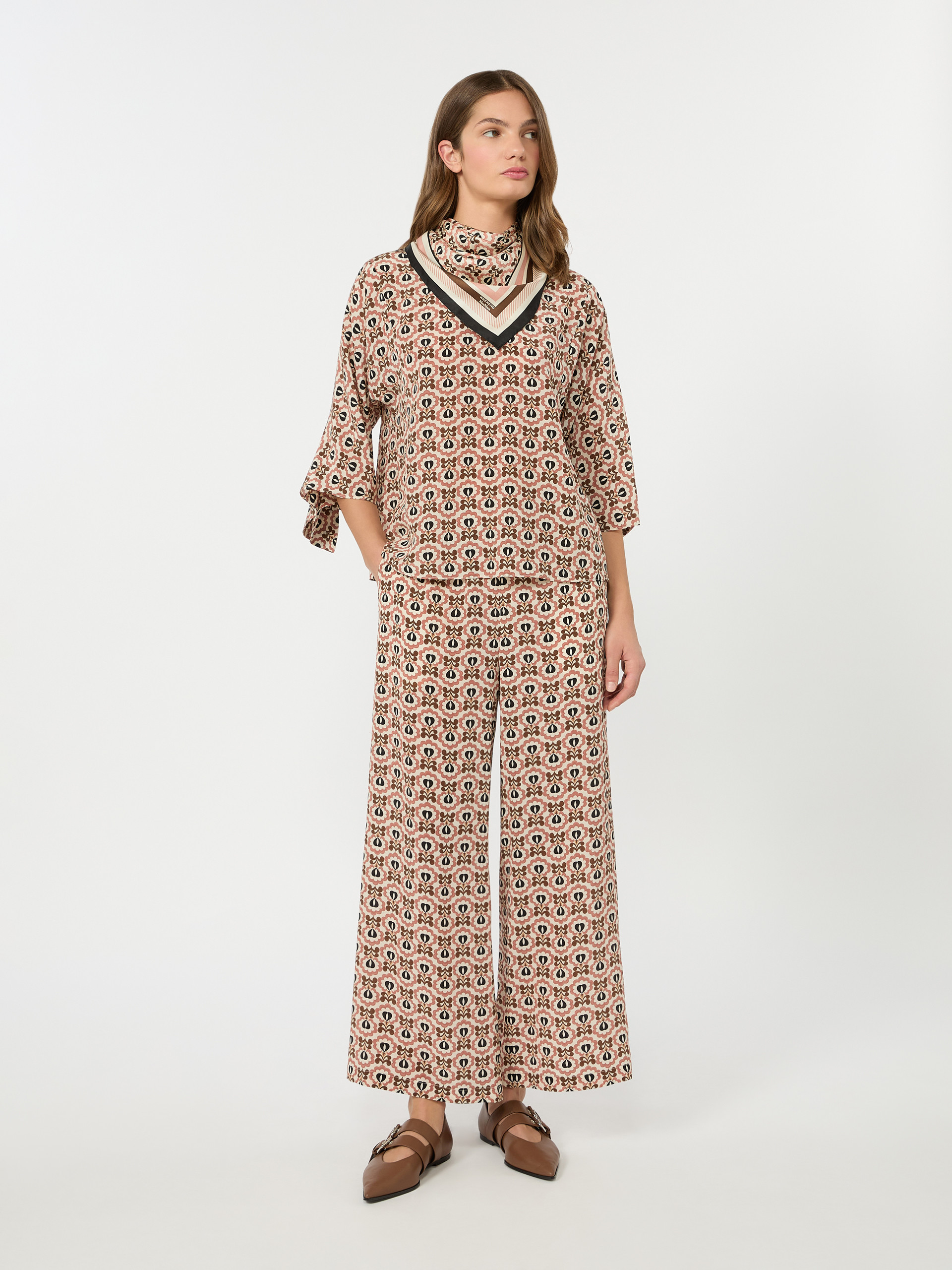 Printed silk crepe de chine blouse - ANTIQUE ROSE - Weekend Max Mara