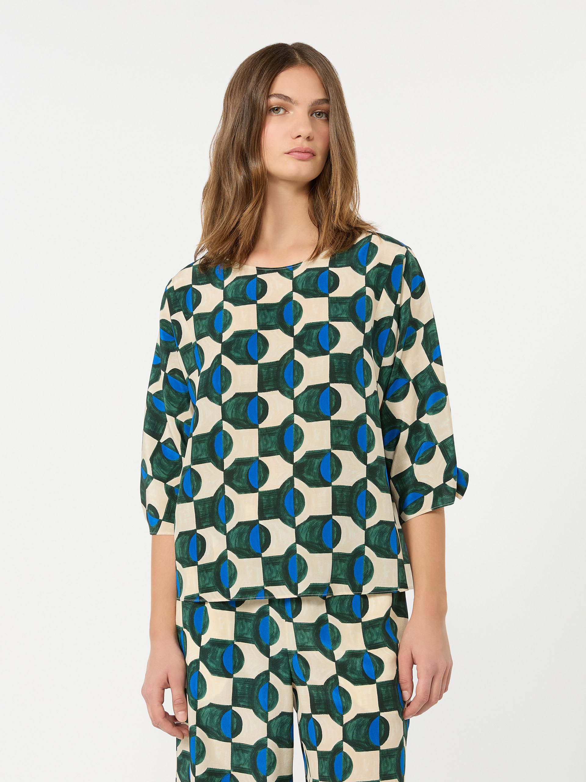 Printed silk crepe de chine blouse - DARK GREEN - Weekend Max Mara - 2