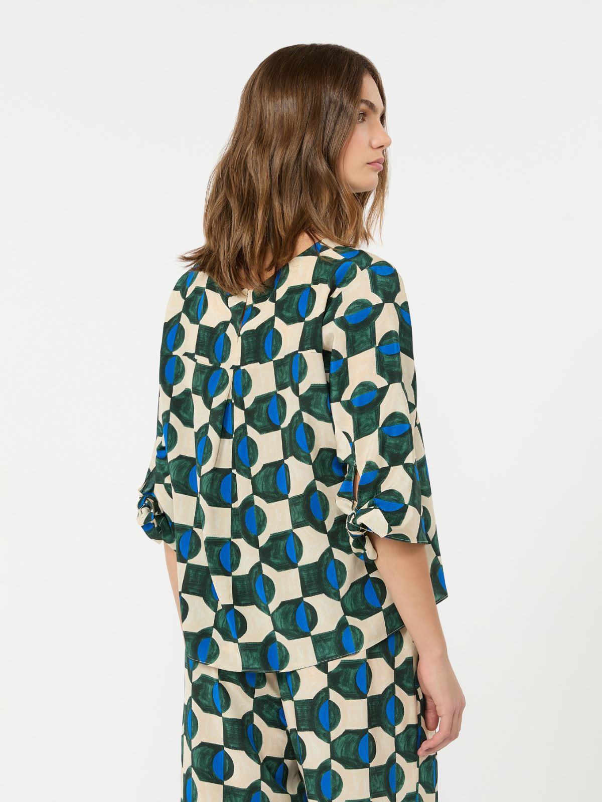 Printed silk crepe de chine blouse - DARK GREEN - Weekend Max Mara - 3