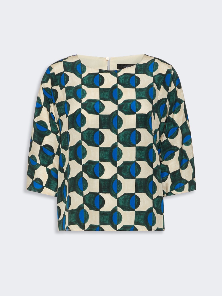 Printed silk crepe de chine blouse - DARK GREEN - Weekend Max Mara
