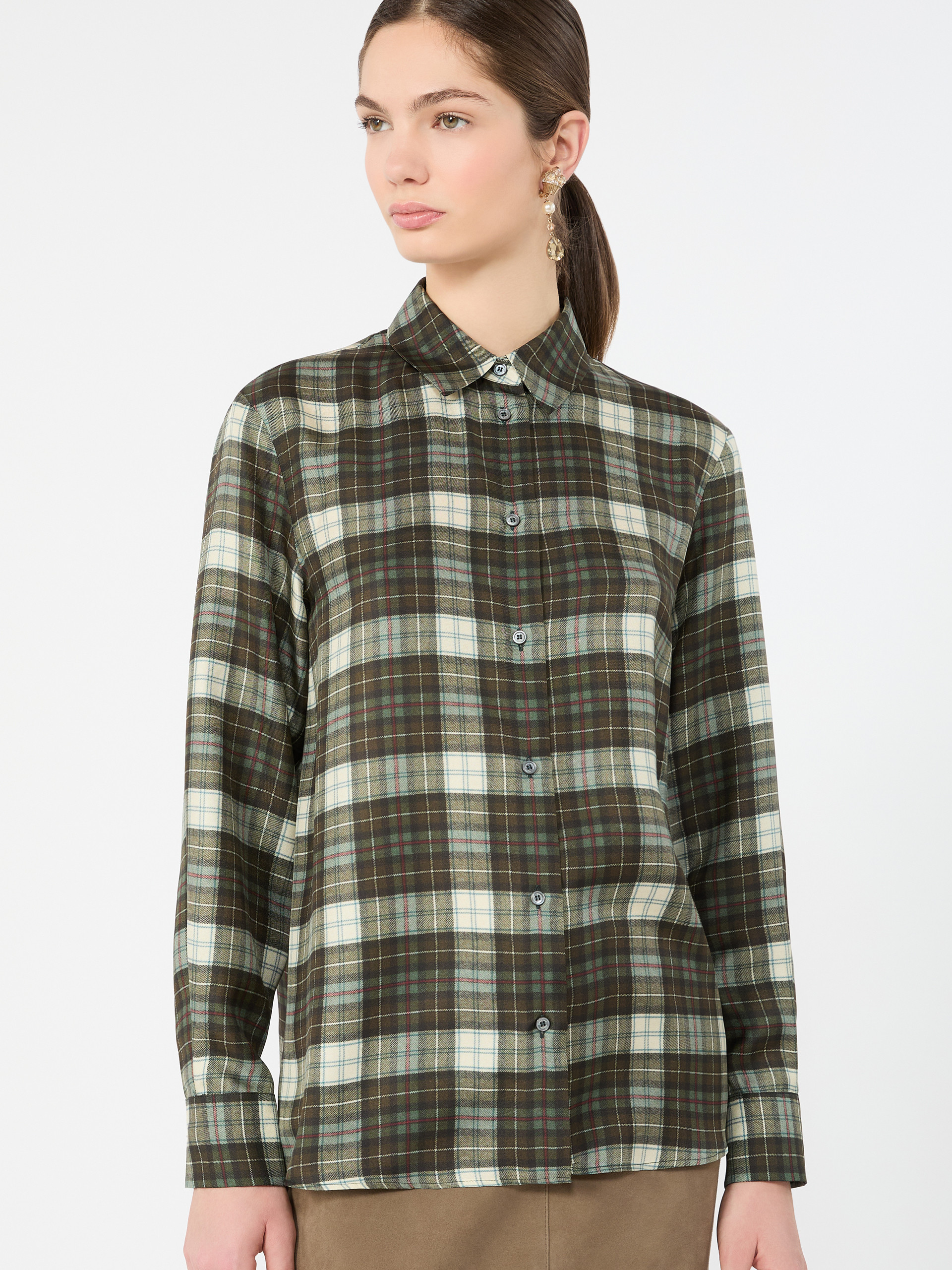 Checked silk twill shirt - Weekend Max Mara - 4