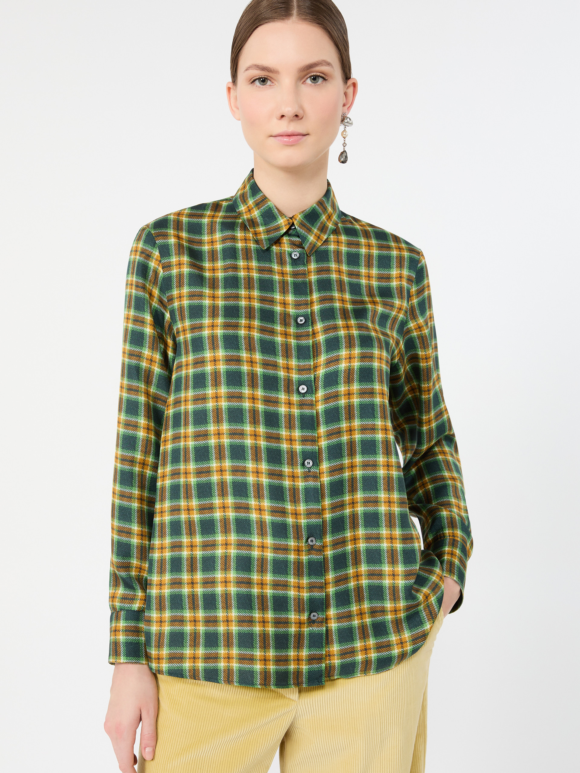 Checked silk twill shirt - Weekend Max Mara - 4