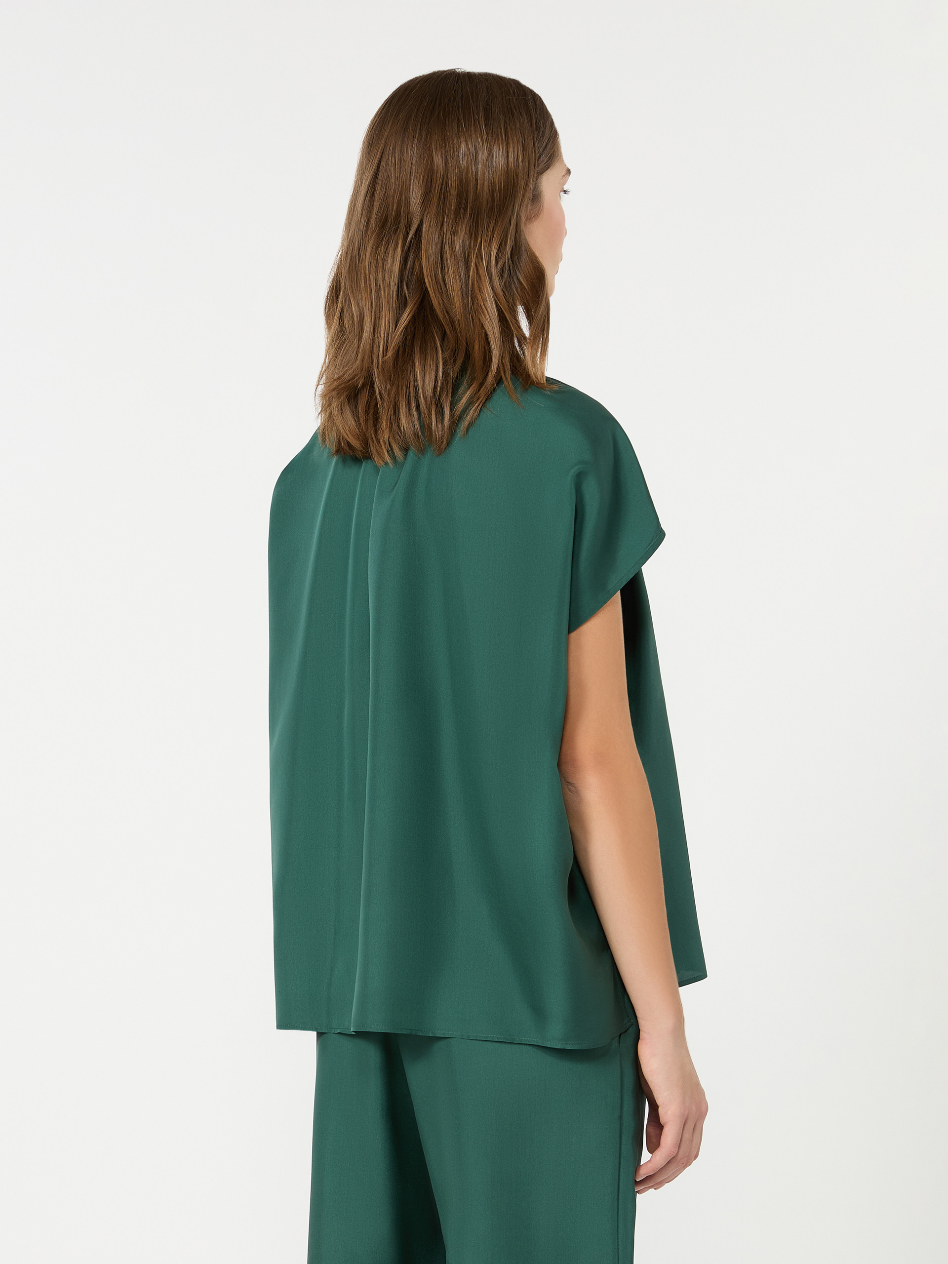 Loose shirt in habotai silk - DARK GREEN - Weekend Max Mara - 3
