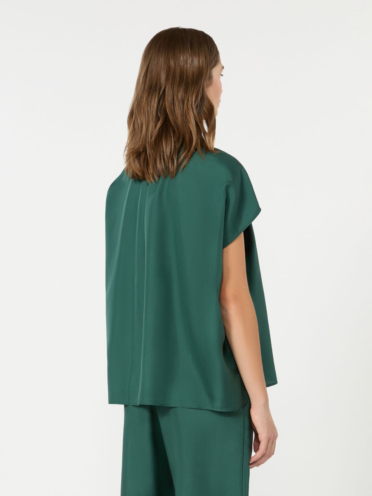 Loose shirt in habotai silk - DARK GREEN - Weekend Max Mara - 3
