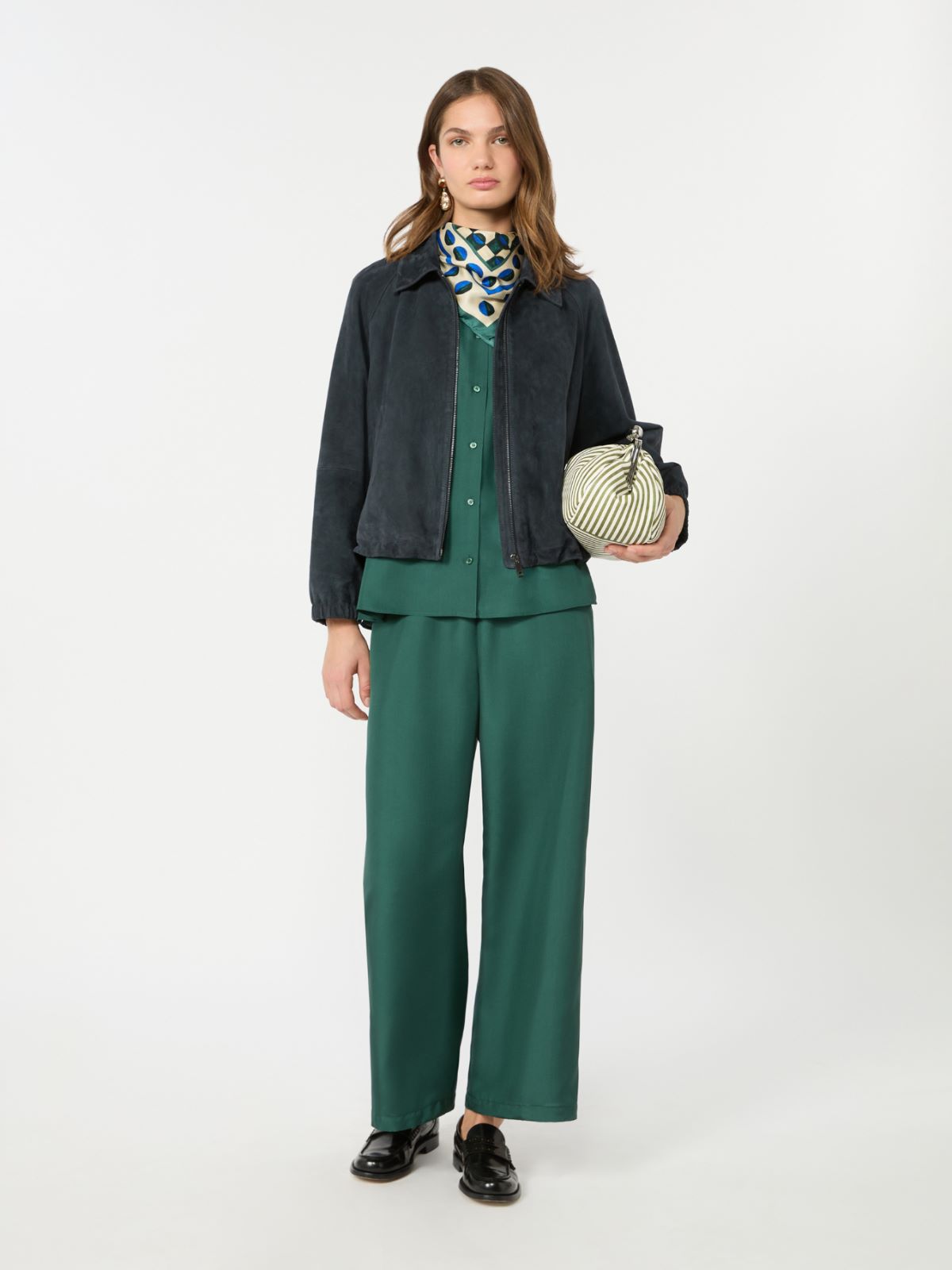 Loose shirt in habotai silk - DARK GREEN - Weekend Max Mara