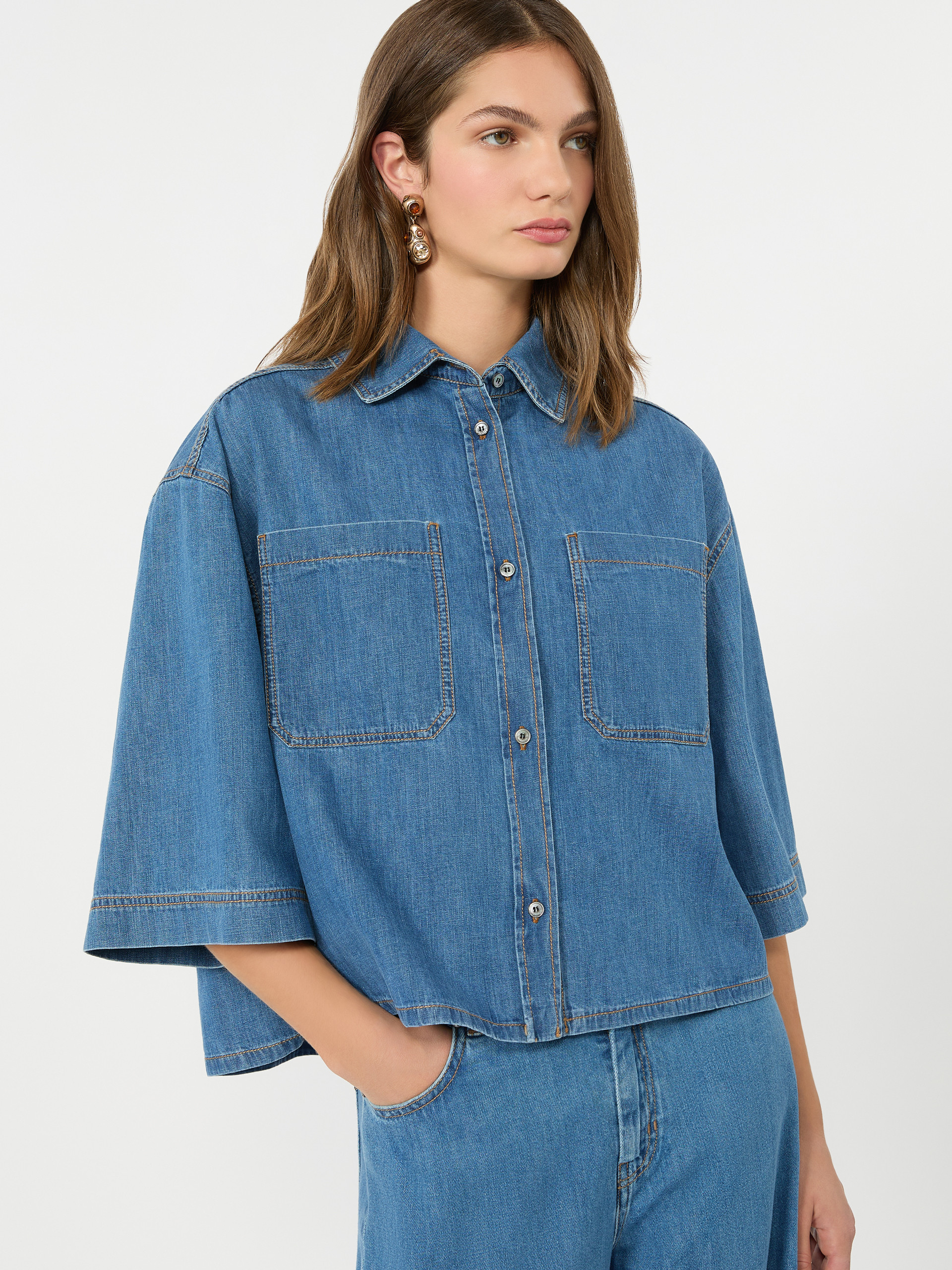 Boxy denim shirt - NAVY - Weekend Max Mara - 4