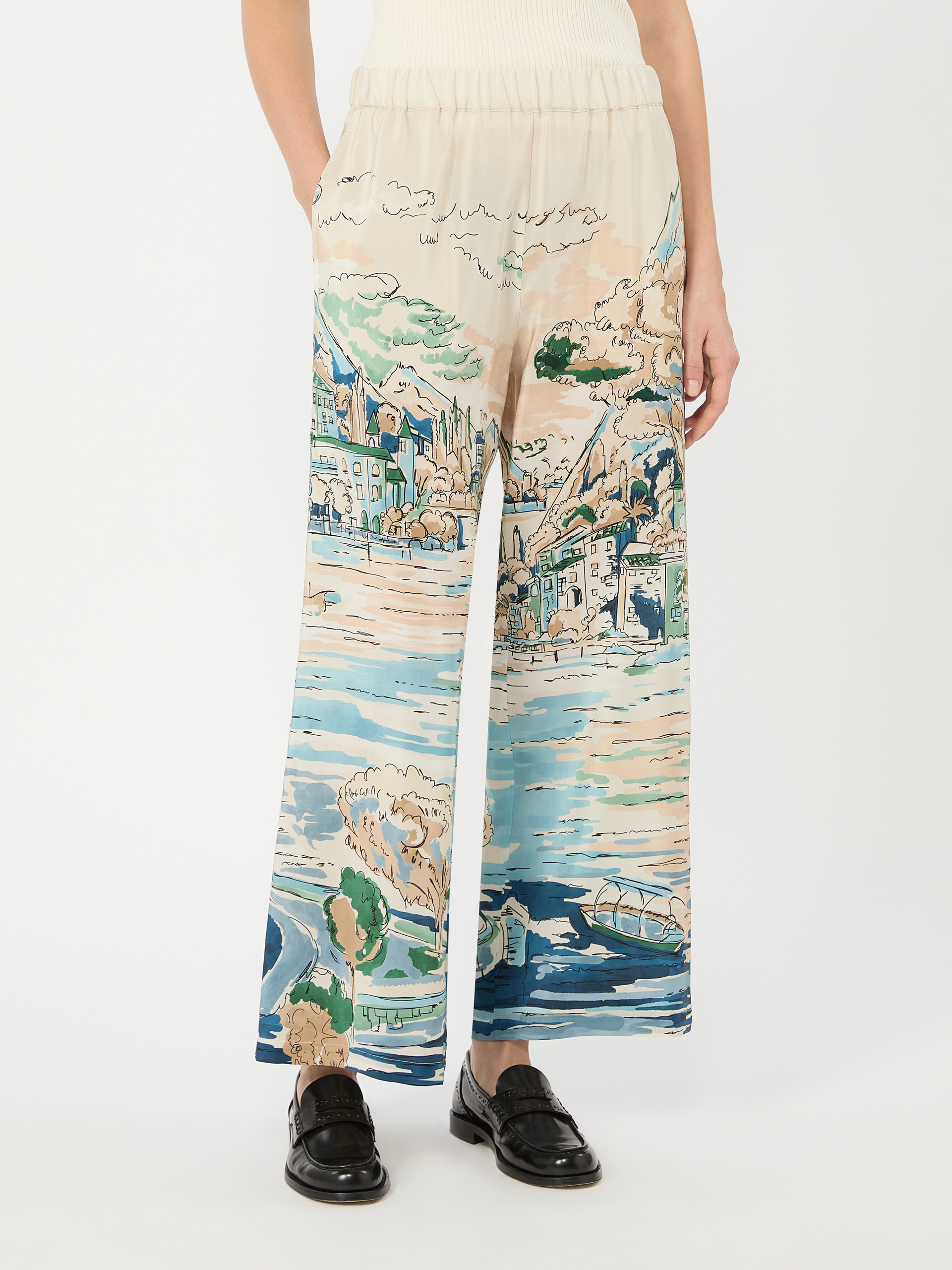 Printed silk cropped trousers - LIGHT BLUE - Weekend Max Mara - 2